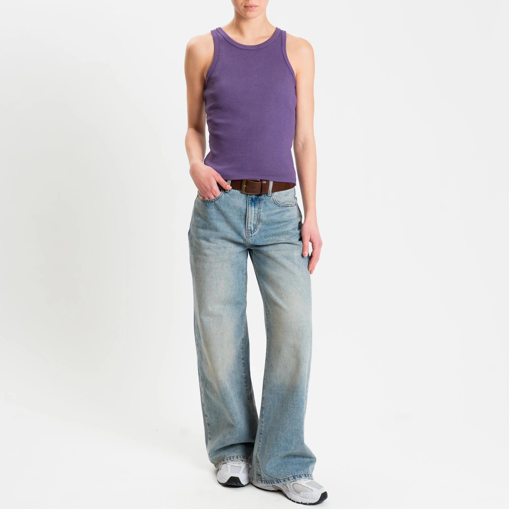 Zeroassoluto-Top a costine scollo americana cotone elasticizzato - purple - Image 2