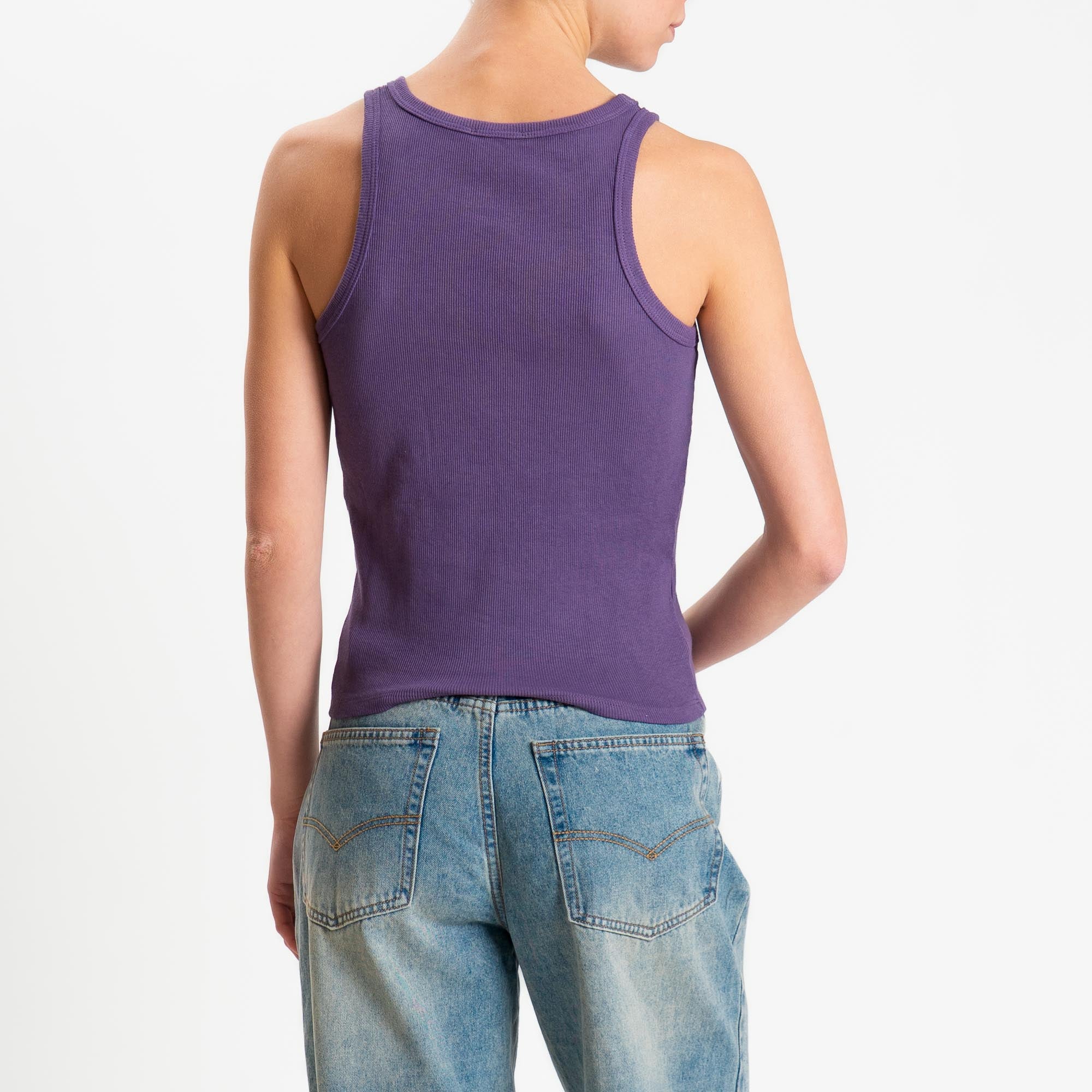 Zeroassoluto-Top a costine scollo americana cotone elasticizzato - purple - Image 3