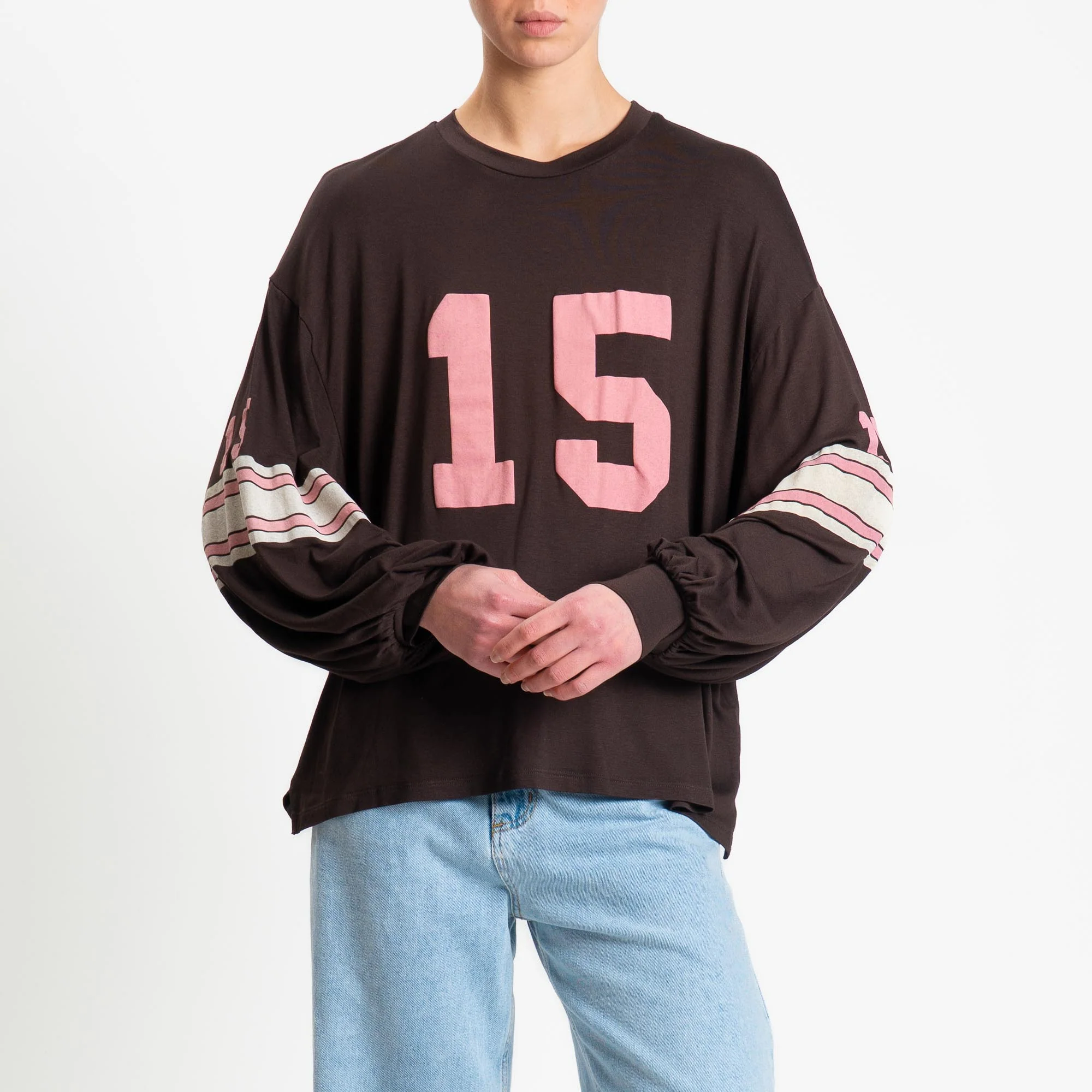 Tensione in-T-shirt stampa N15 in jersey - moro/rosa/crema - Image 2