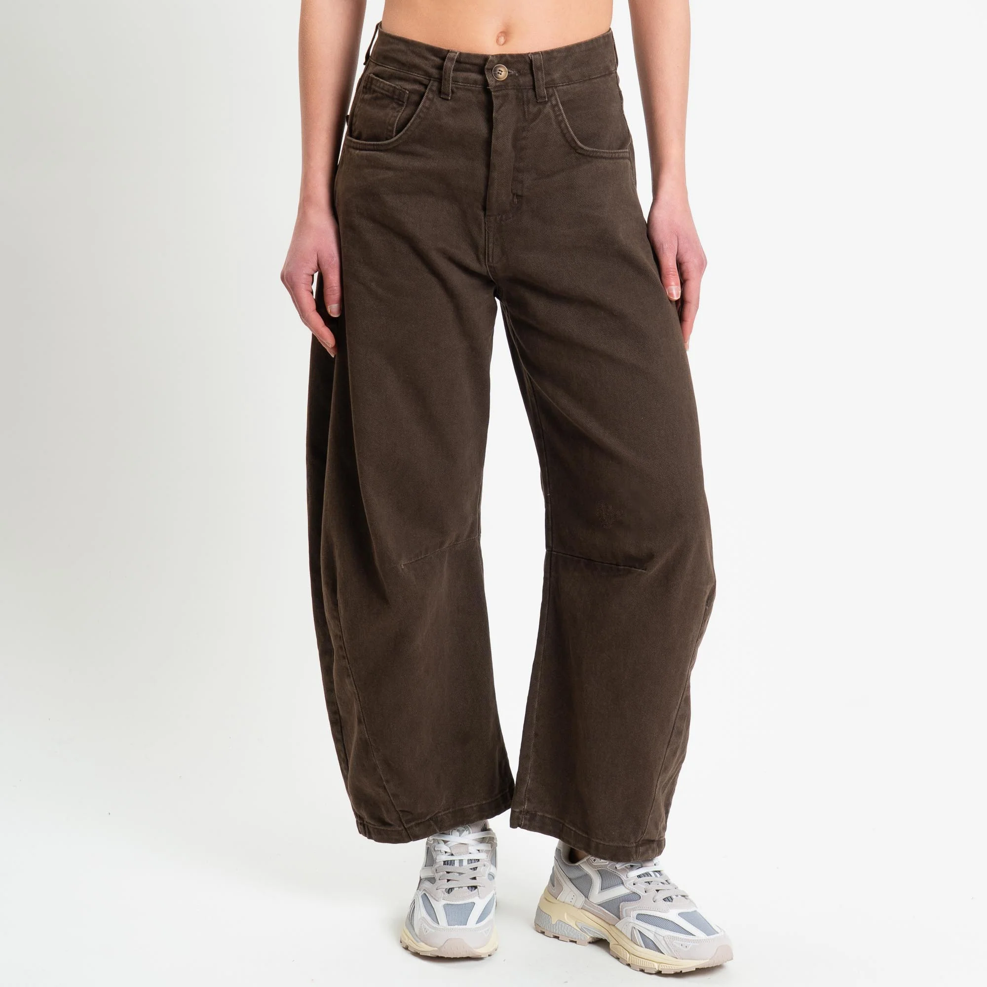 Zeroassoluto-Pantalone LENNY barrel cotone acid washed - choco - Image 2