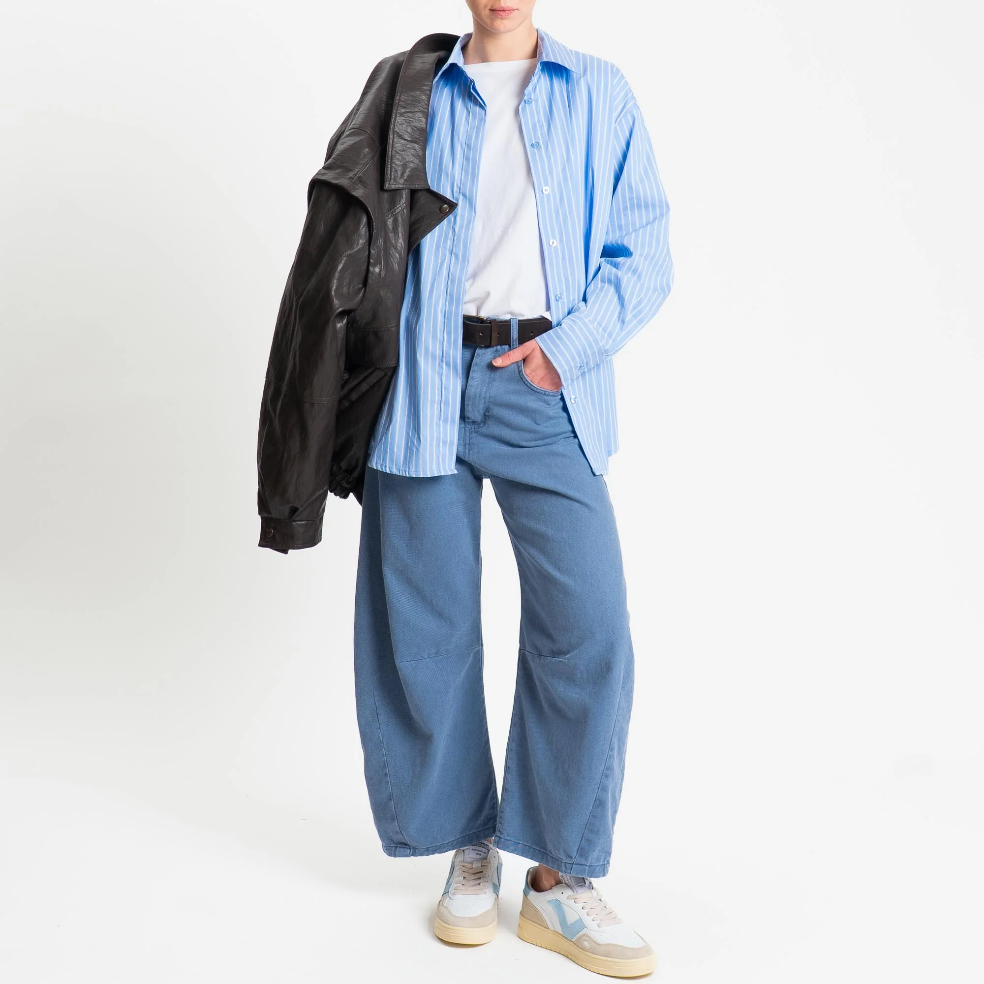 Zeroassoluto-Pantalone LENNY barrel cotone acid washed - indaco - Image 3