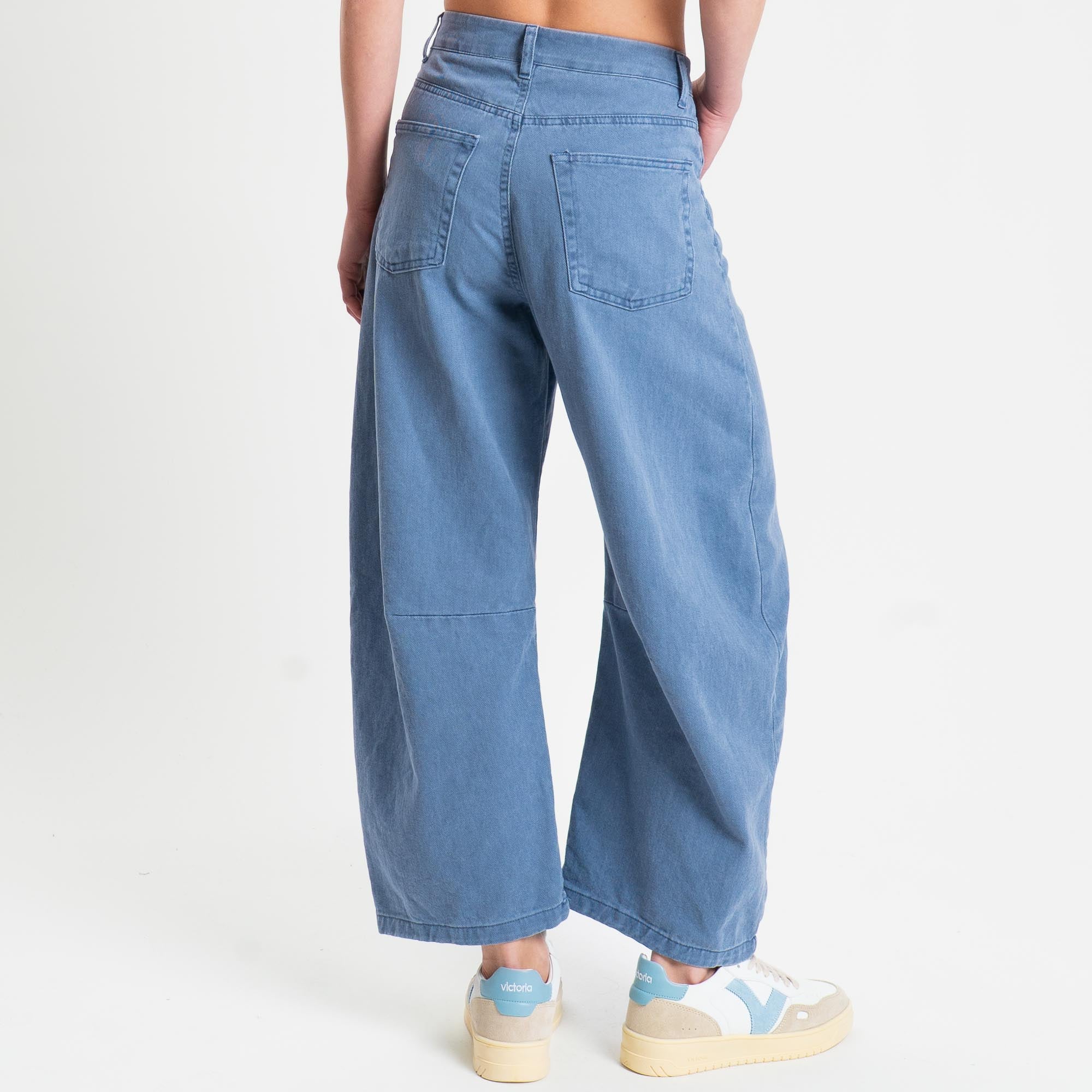 Zeroassoluto-Pantalone LENNY barrel cotone acid washed - indaco - Image 6