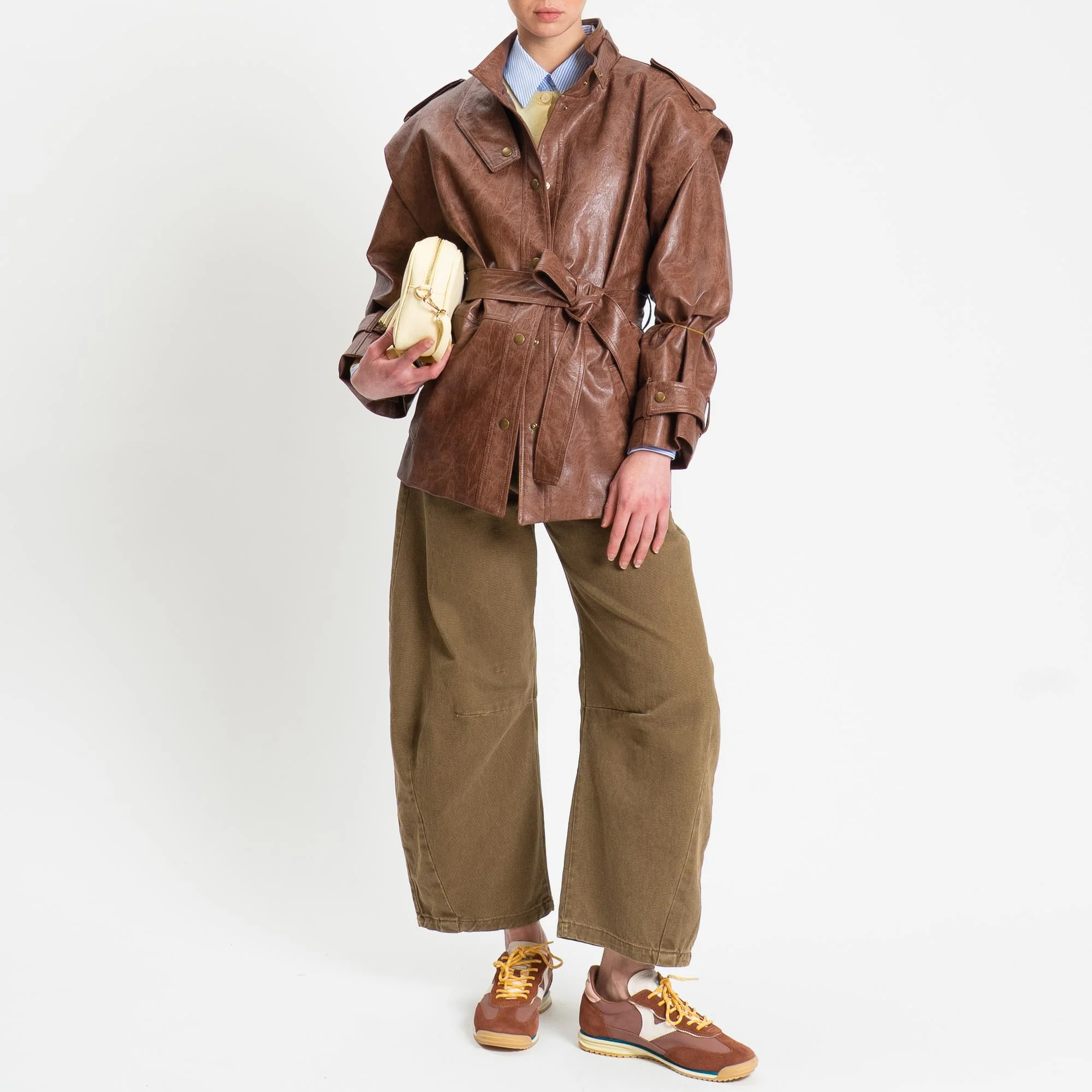 Zeroassoluto-Pantalone LENNY barrel cotone acid washed - kaki - Image 3