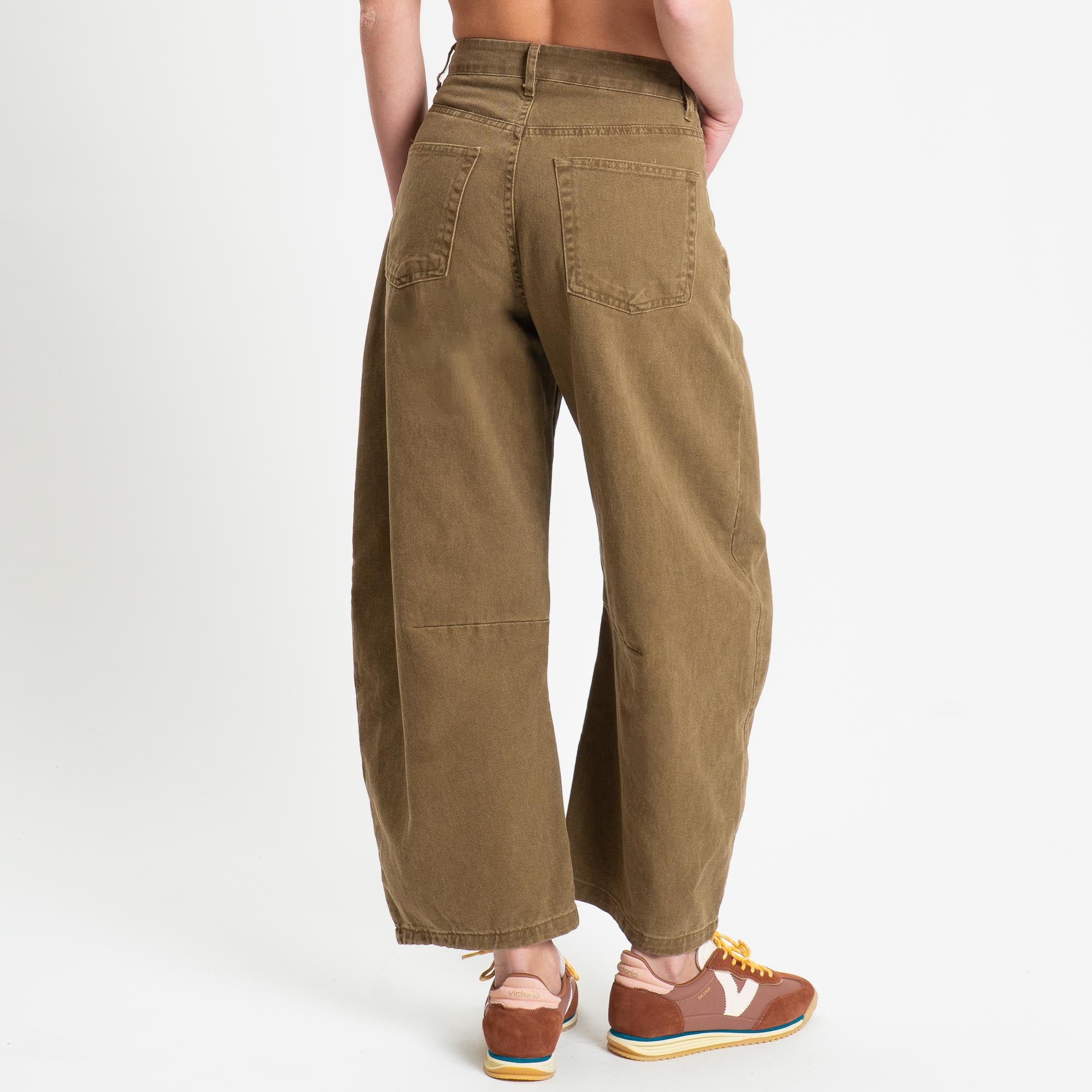 Zeroassoluto-Pantalone LENNY barrel cotone acid washed - kaki - Image 6