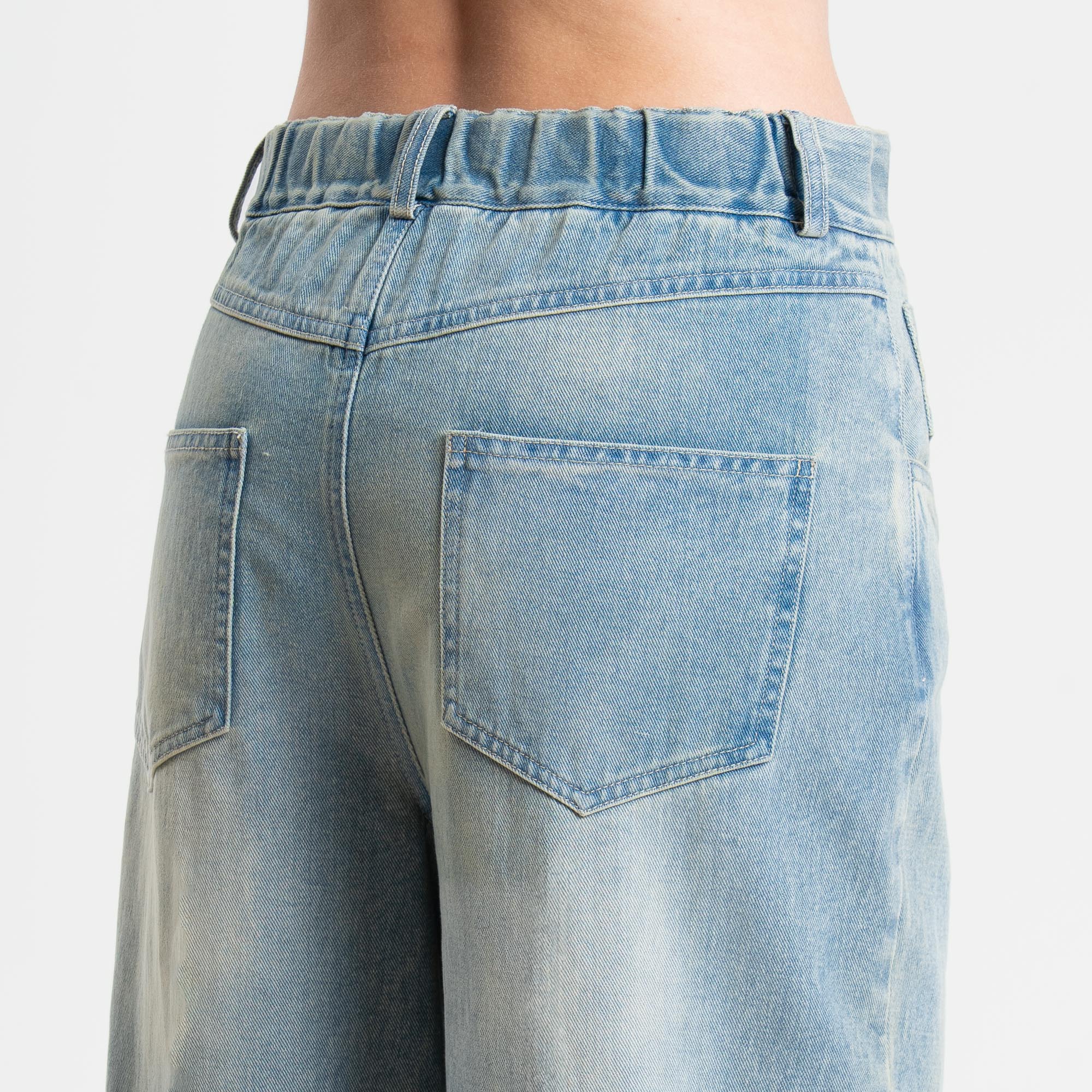 Motel-Jeans wide leg con cintura elastico dietro - denim - Image 5