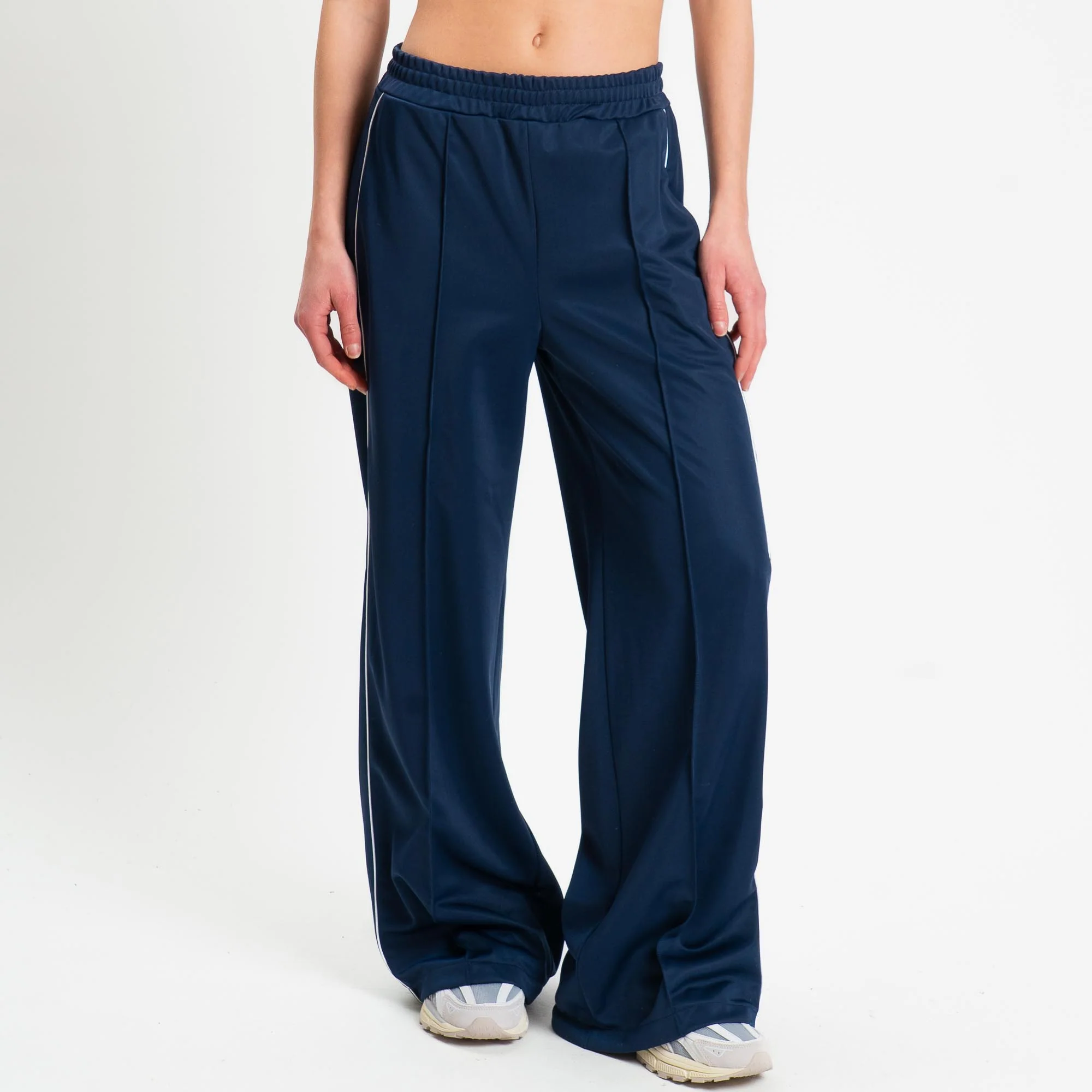 Haveone-Pantalone palazzo acetato banda laterale - blu - Image 2