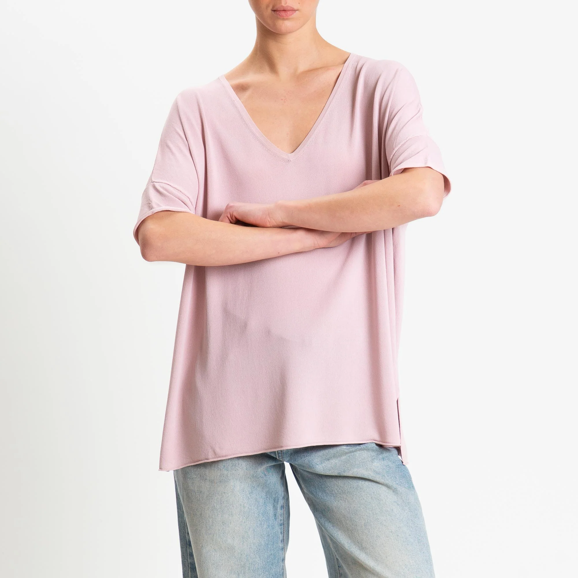 Zeroassoluto-Maglia over scollo v spacchi laterali - pink - Image 2