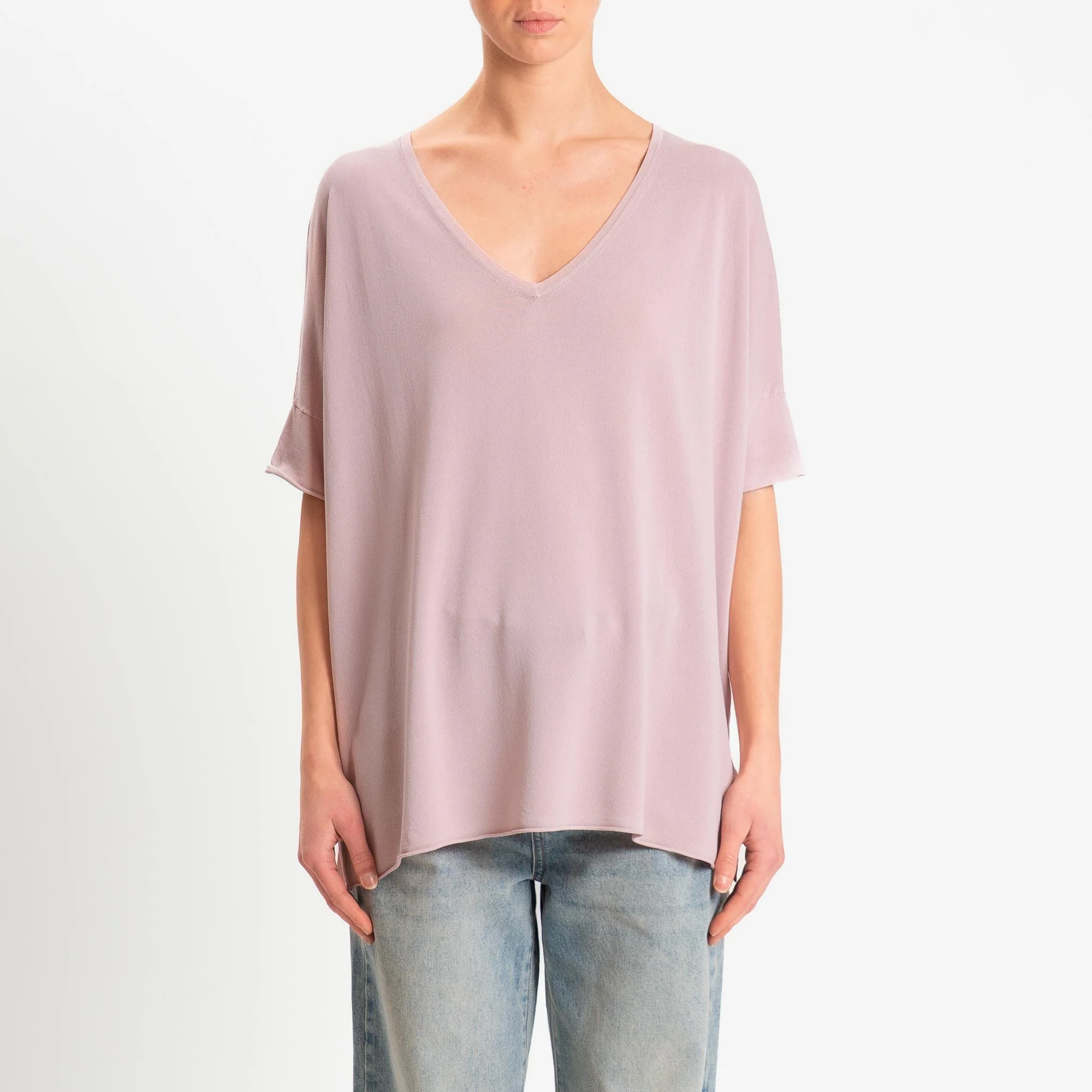 Zeroassoluto-Maglia over scollo v spacchi laterali - pink - Image 3