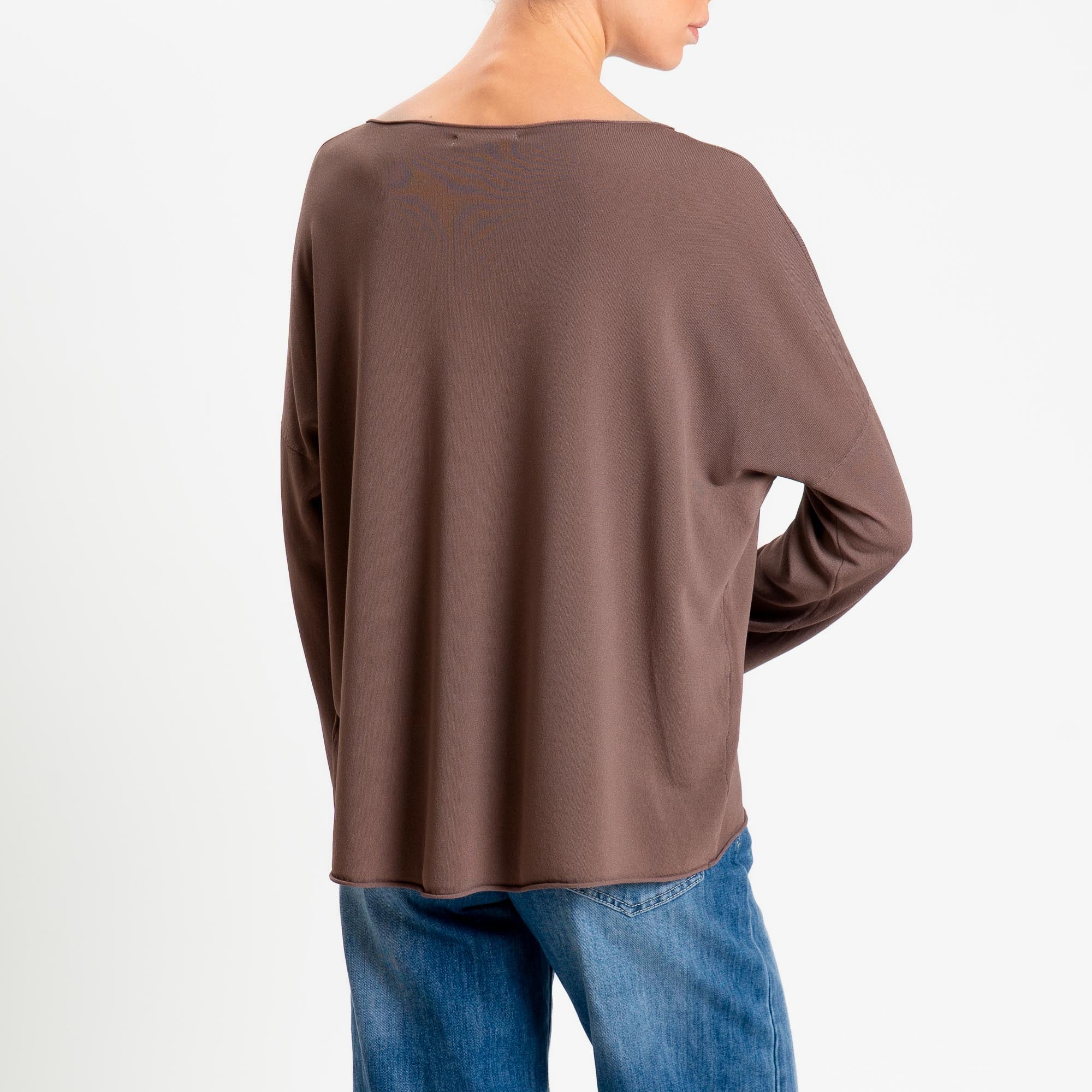 Zeroassoluto-Maglia scollo barca taglio vivo - choco - Image 4