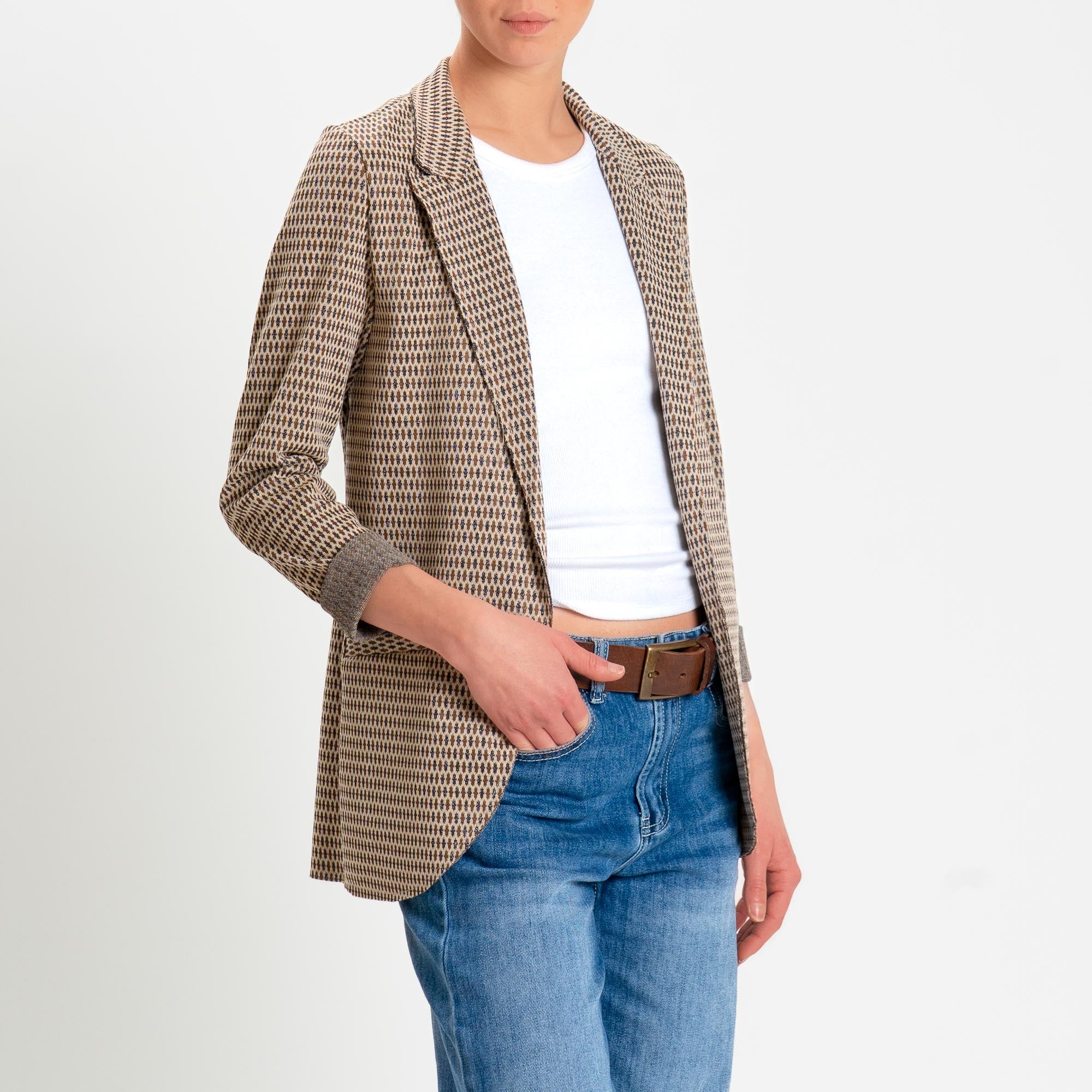 Zeroassoluto-Giacca JIN elasticizzata - marocco lurex beige/choco/piombo - Image 3
