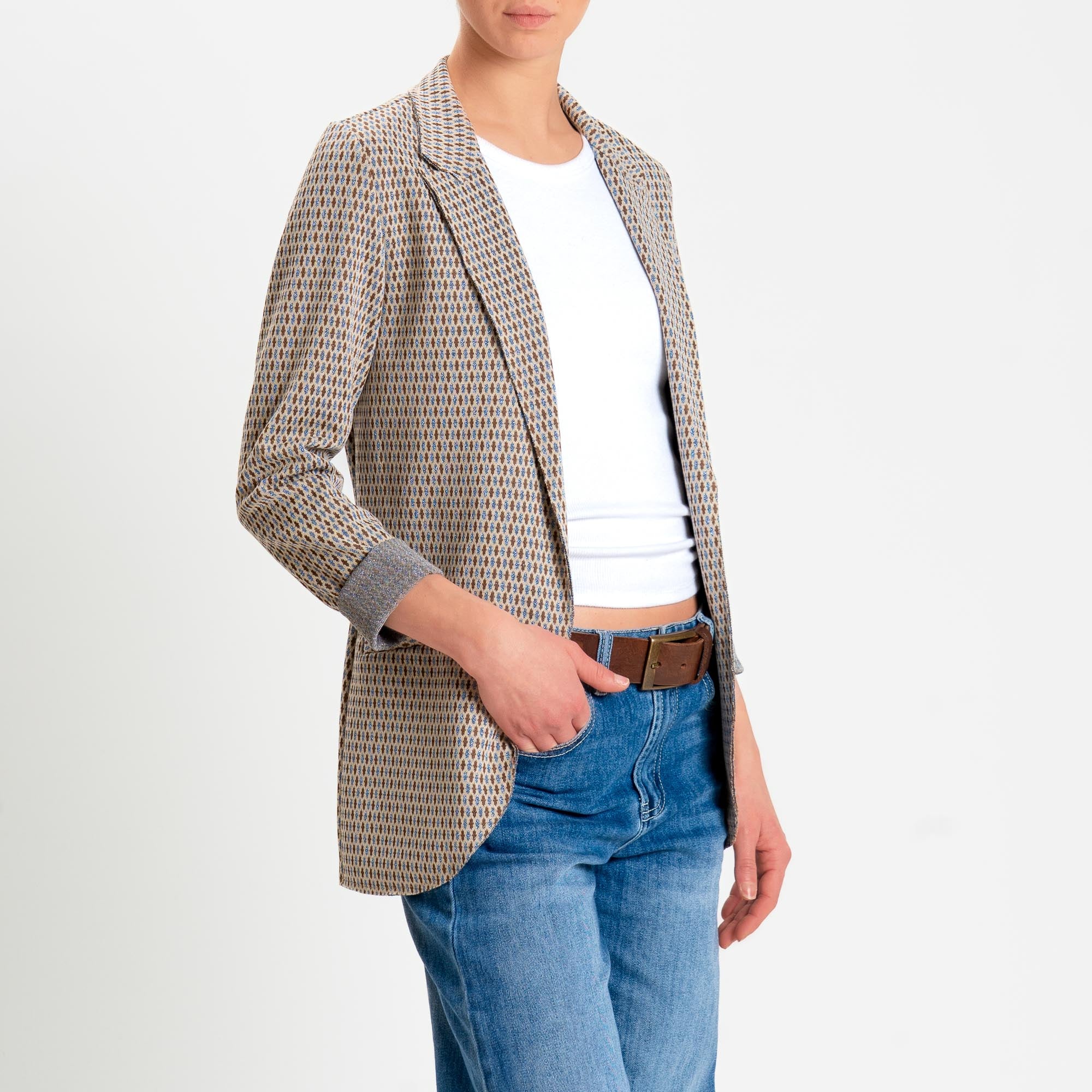 Zeroassoluto-Giacca JIN elasticizzata - marocco lurex beige/jeans/biscotto - Image 3