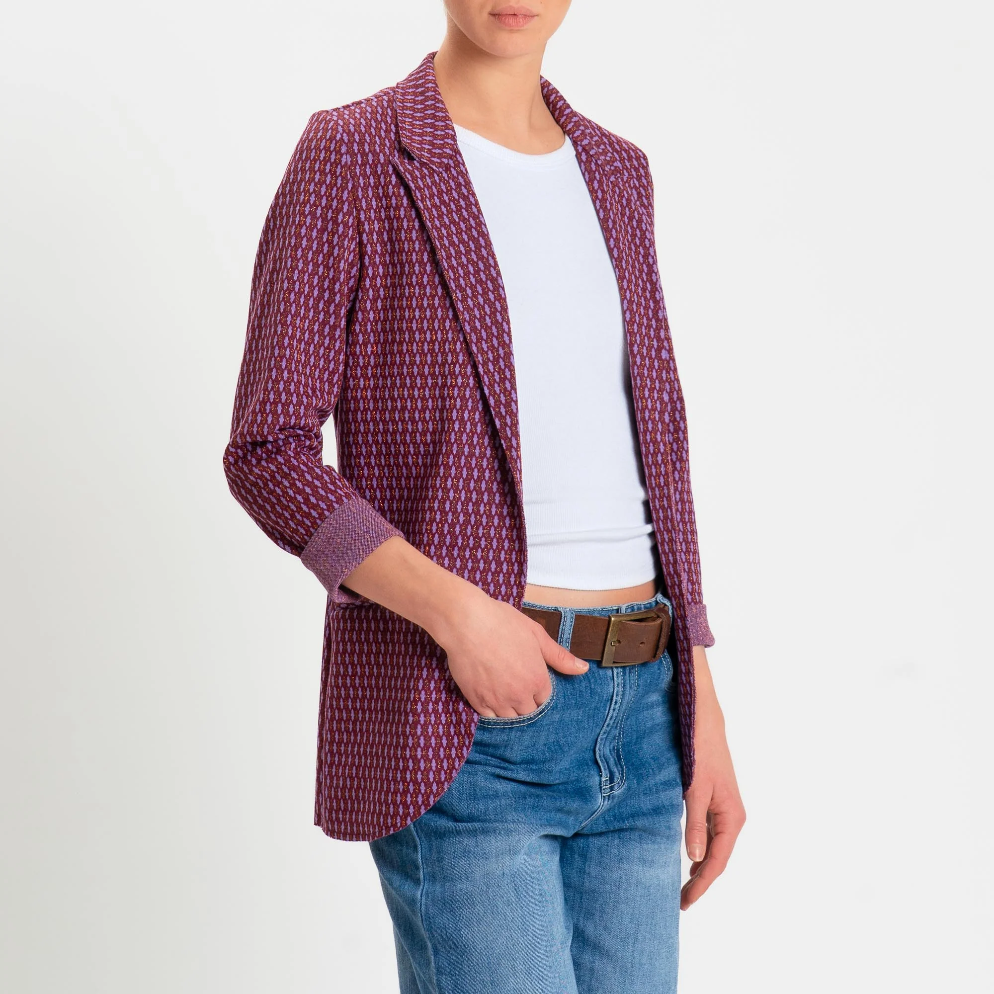 Zeroassoluto-Giacca JIN elasticizzata - marocco lurex vino/lavanda/rame - Image 3