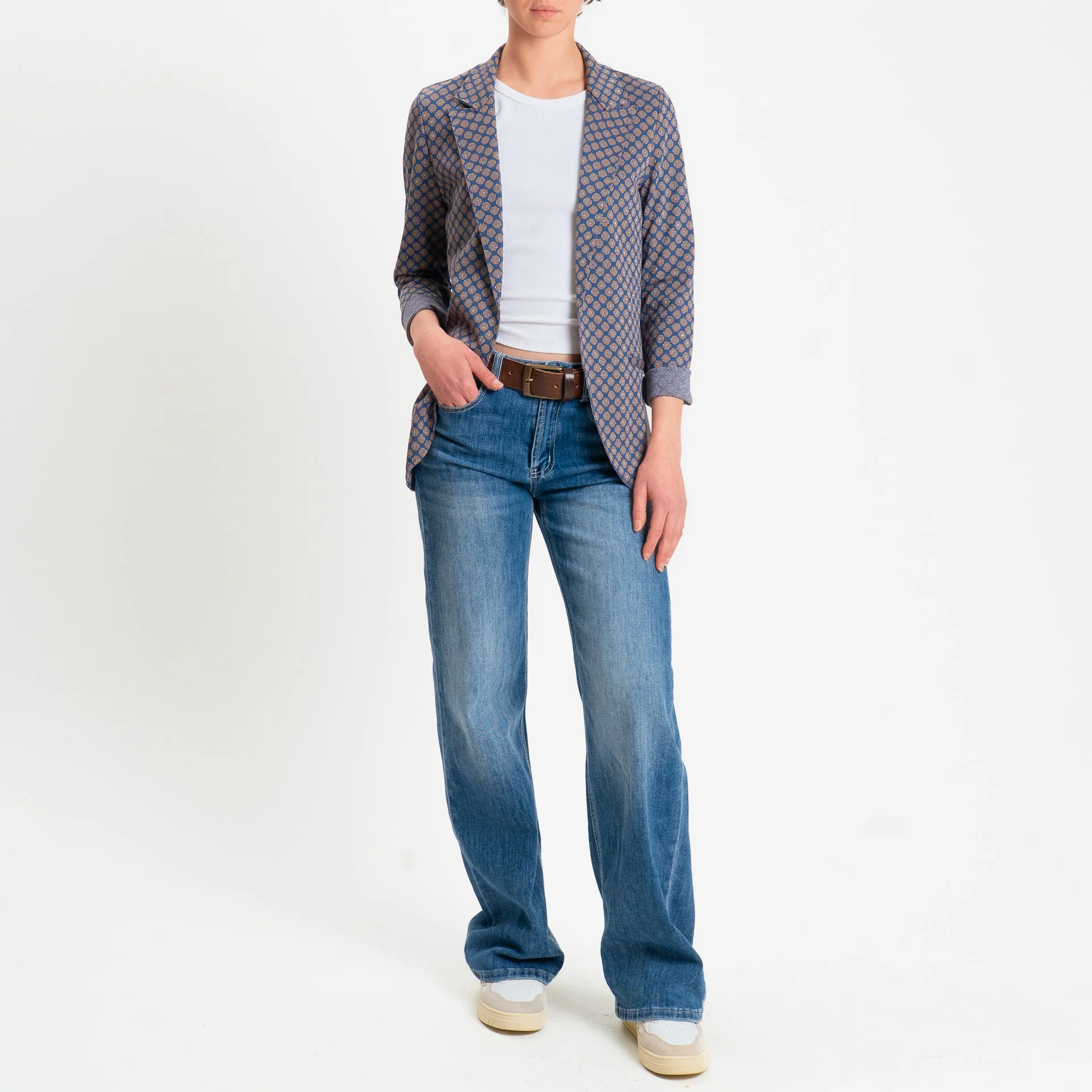 Zeroassoluto-Giacca JIN elasticizzata - ottagono lurex blu/biscotto/jeans - Image 2