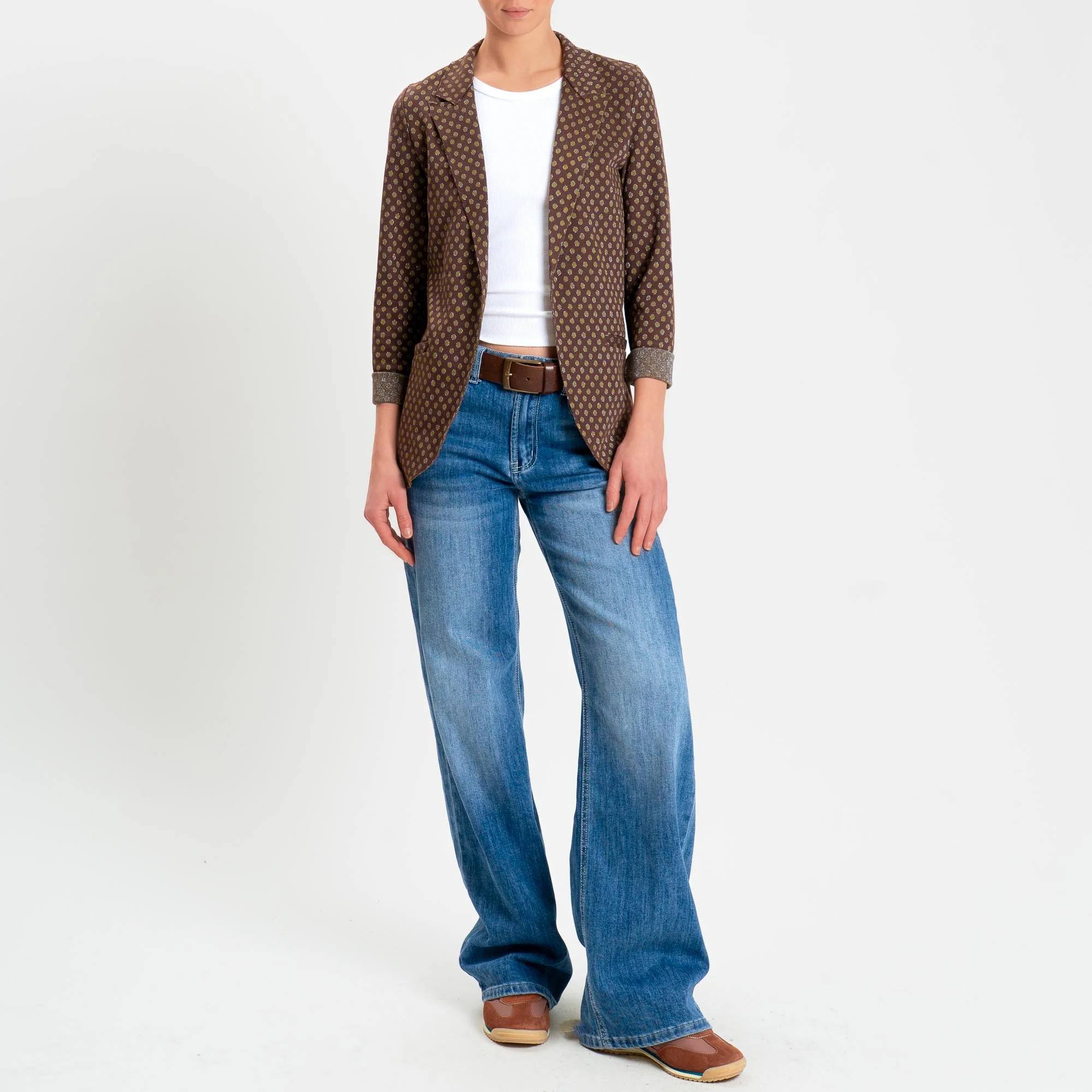 Zeroassoluto-Giacca JIN elasticizzata - pois lurex moro/olio/jeans - Image 2