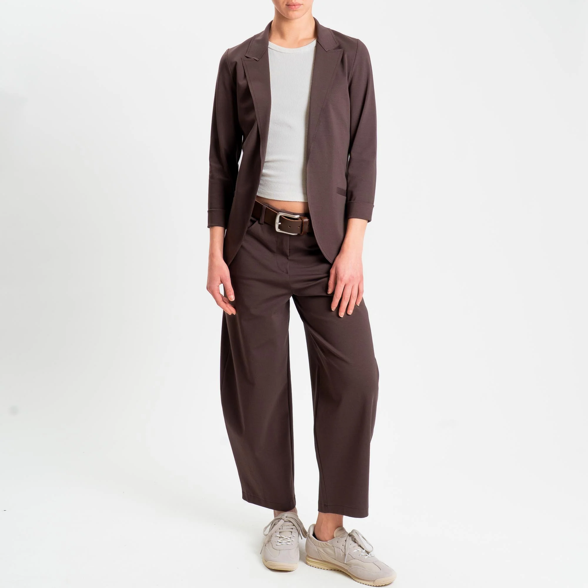 Zeroassoluto-Pantalone BONNY barrel punto milano - choco - Image 4