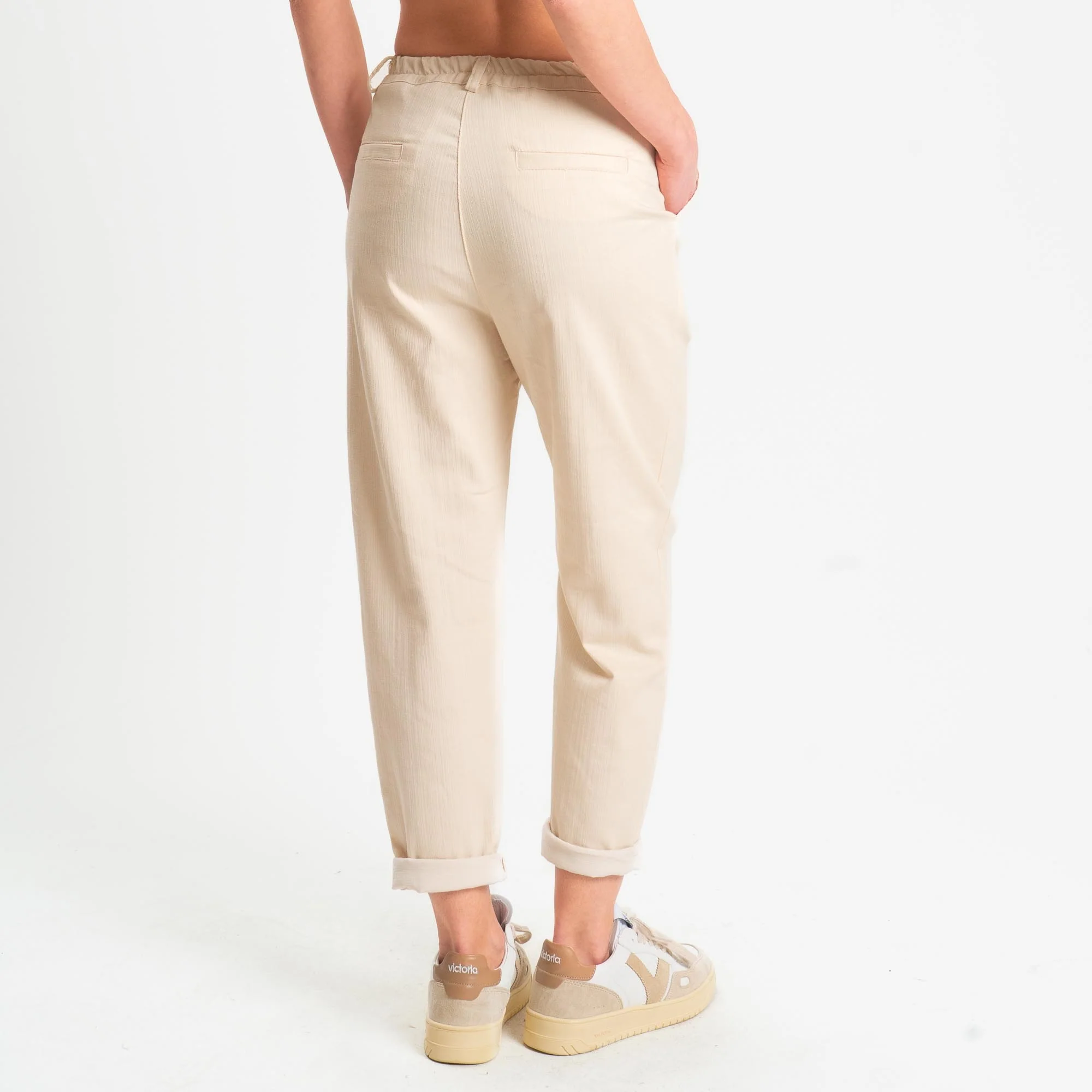 Zeroassoluto-Pantalone LOLA boyfriend chambray elasticizzato - burro - Image 5
