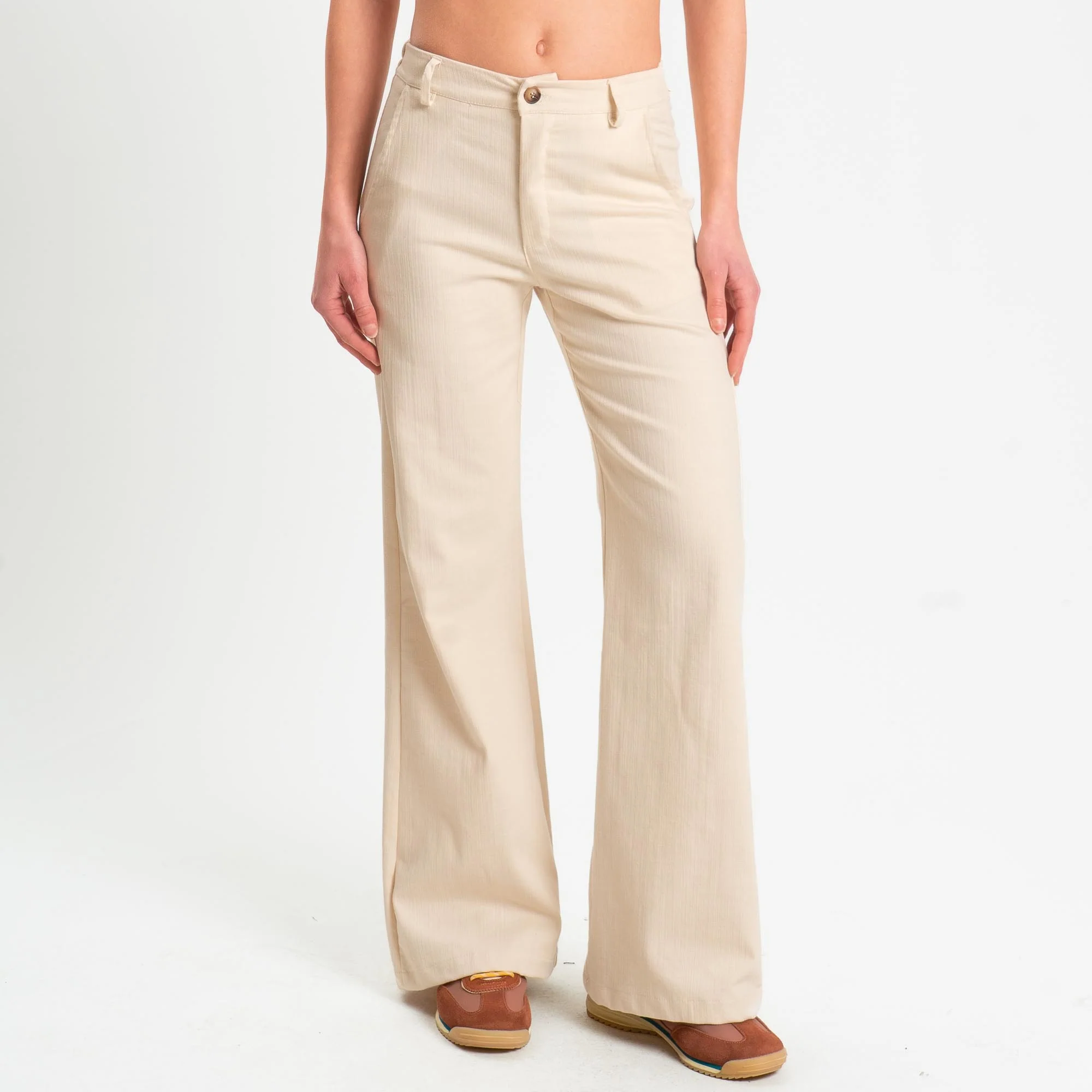 Zeroassoluto-Pantalone LILLY palazzo chambray elasticizzato - burro - Image 4