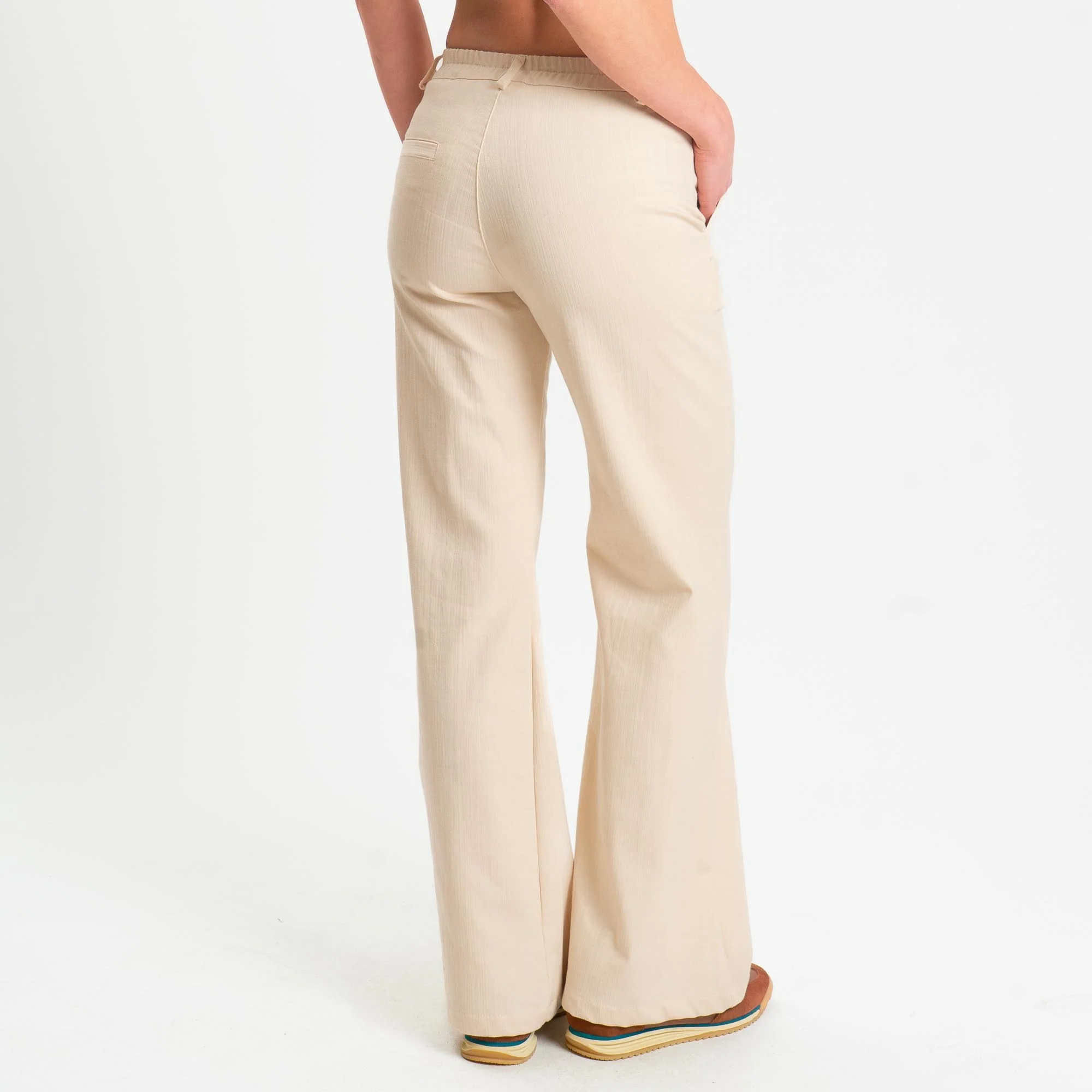 Zeroassoluto-Pantalone LILLY palazzo chambray elasticizzato - burro - Image 6