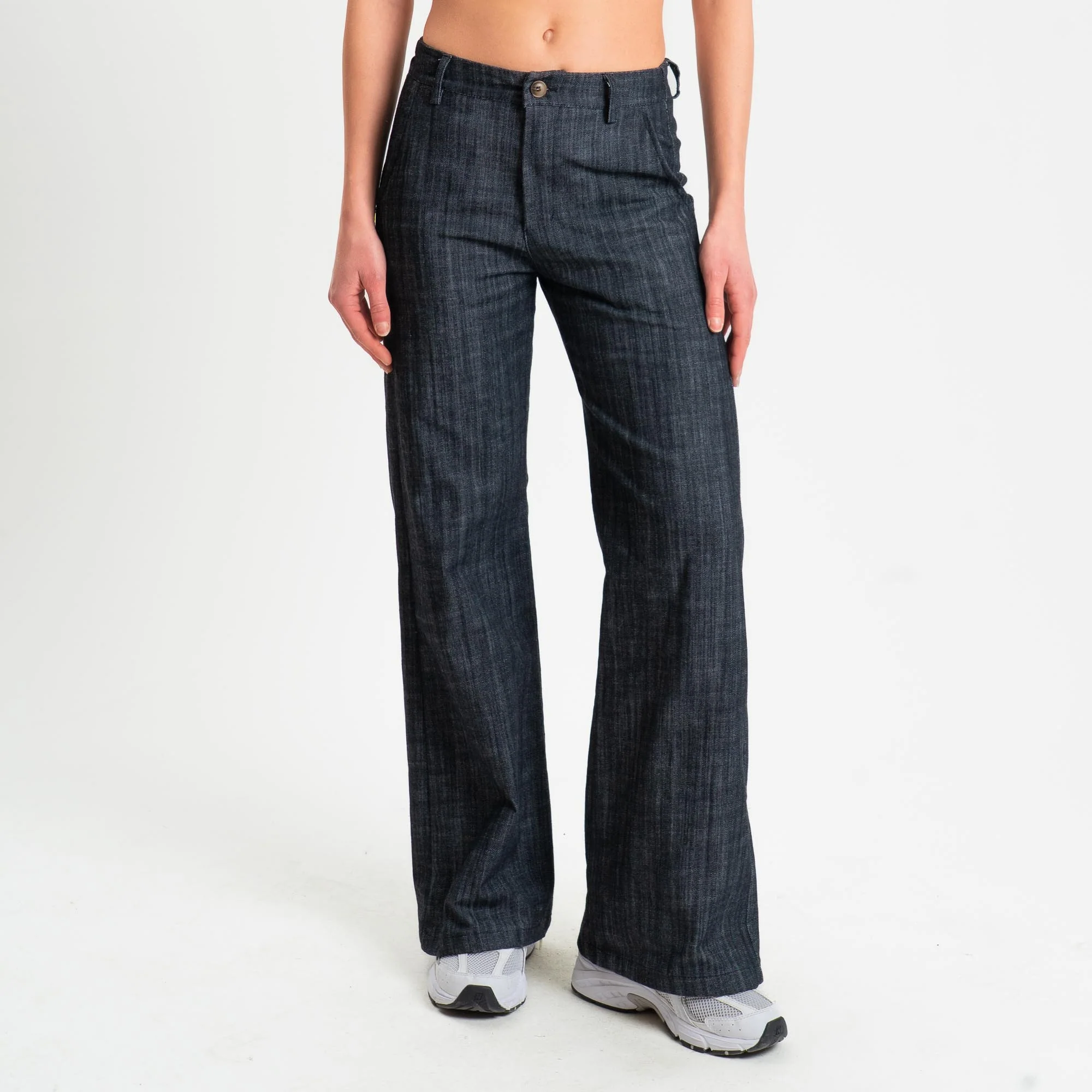 Zeroassoluto-Pantalone LILLY palazzo chambray elasticizzato - denim nero - Image 2