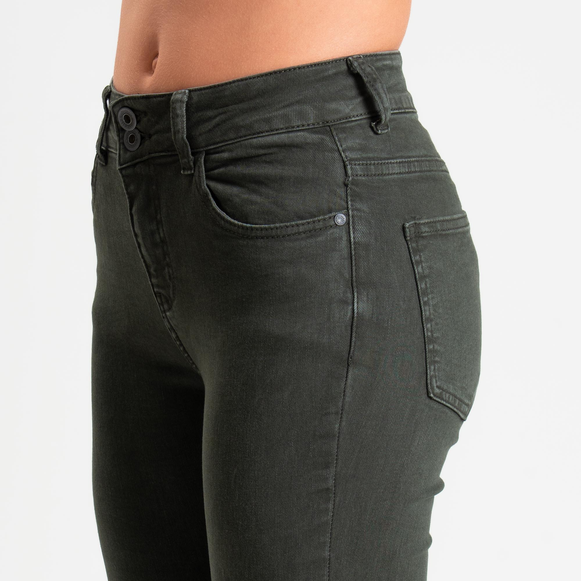 Zeroassoluto-Pantalone DOLLY bootcut denim super stretch stone washed - muschio - Image 4