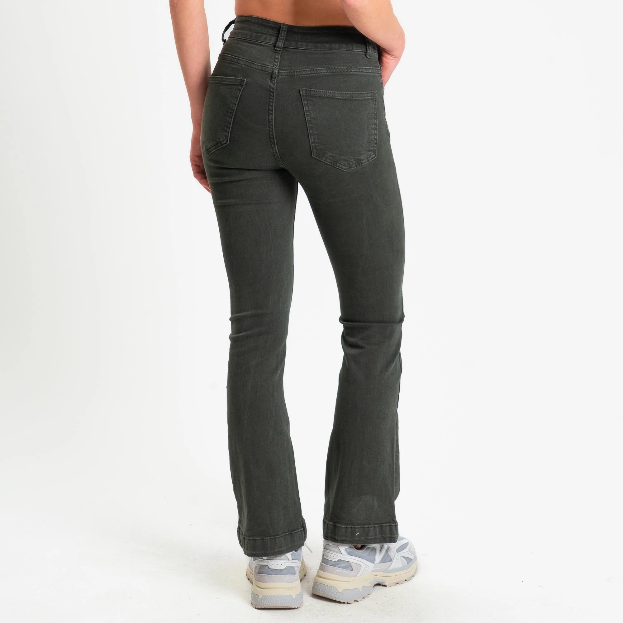 Zeroassoluto-Pantalone DOLLY bootcut denim super stretch stone washed - muschio - Image 5