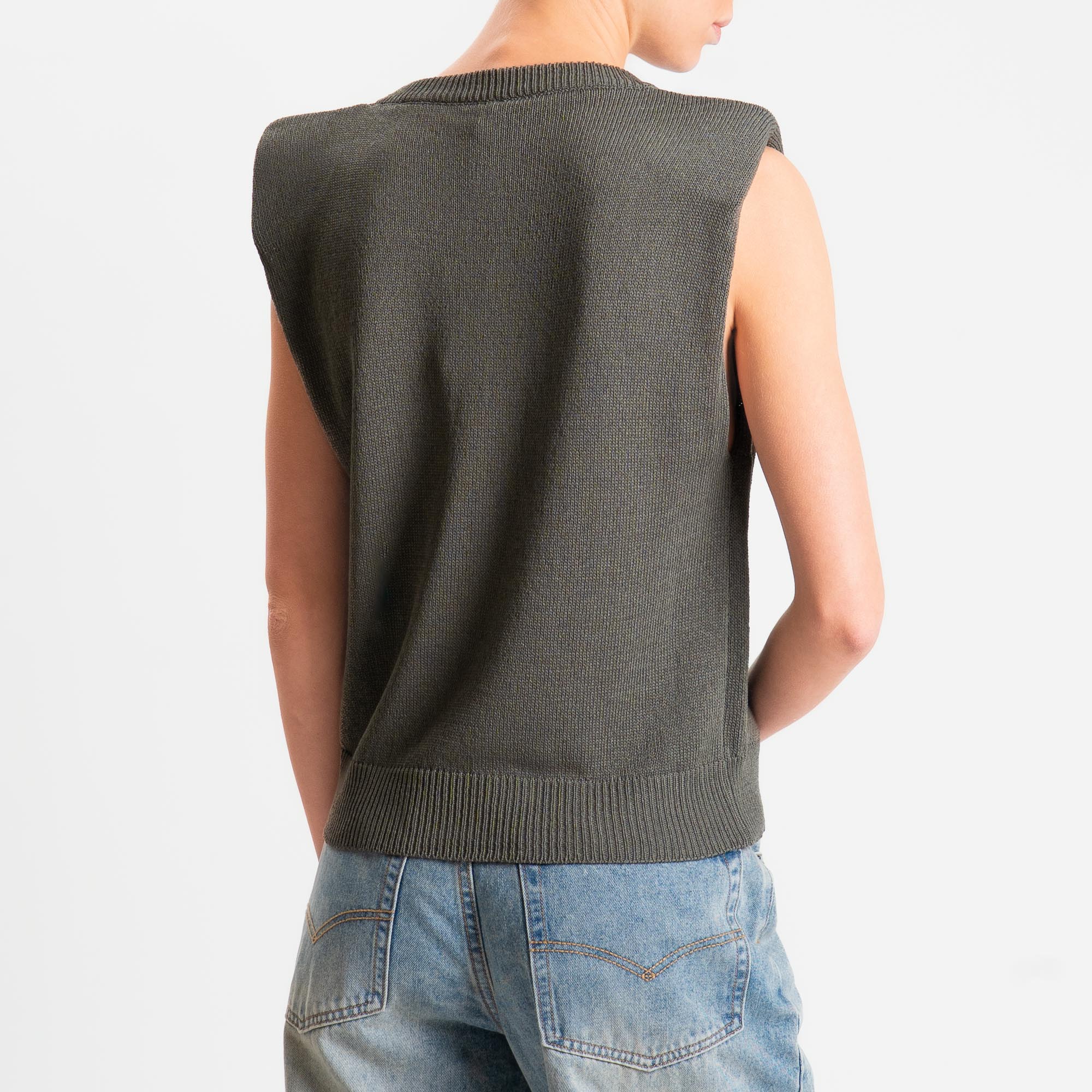 Tensione in-Maglia smanicata con spalline - militare - Image 3