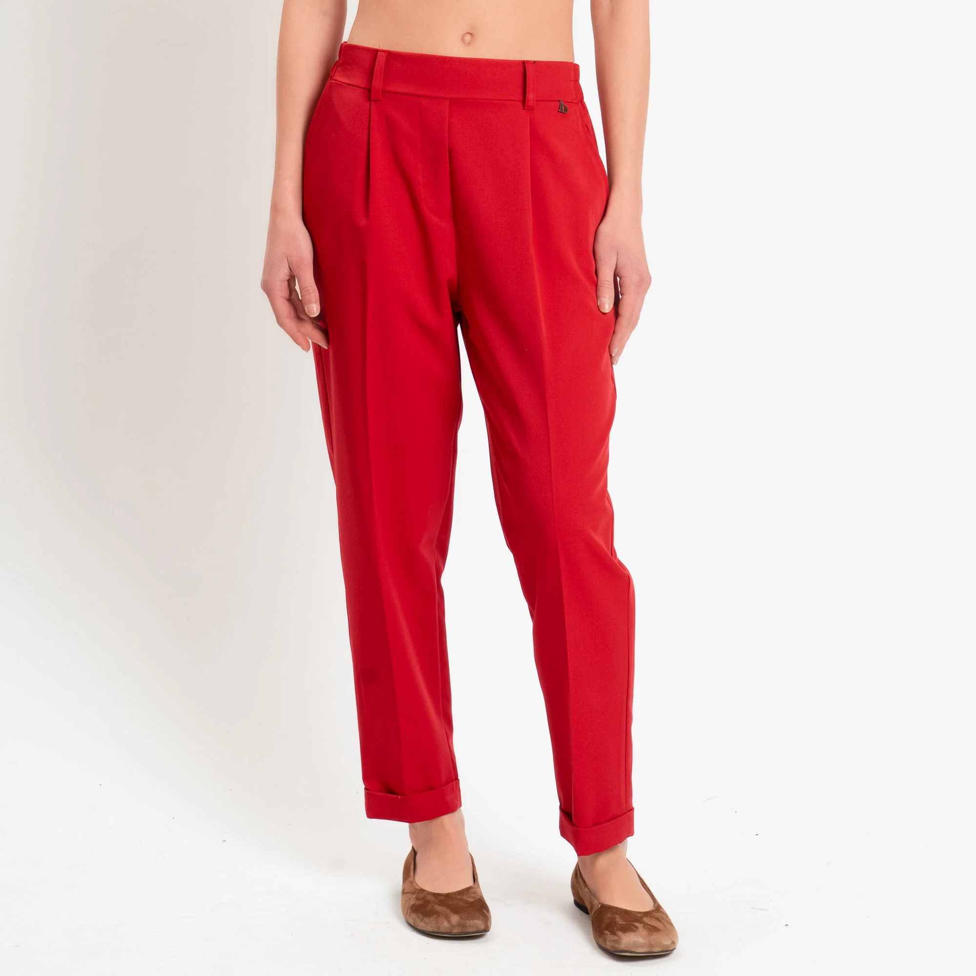 Dixie-Pantalone elastico dietro con pinces - rosso - Image 2