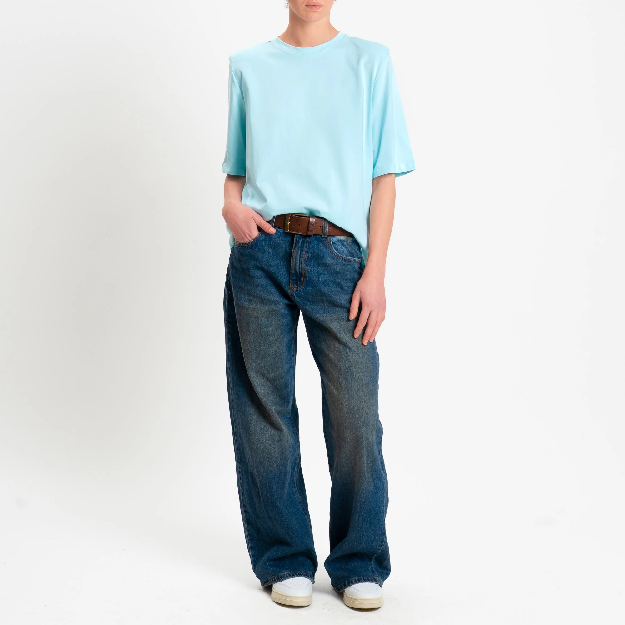 Dixie-T-shirt mezza manica con spalline - azzurro