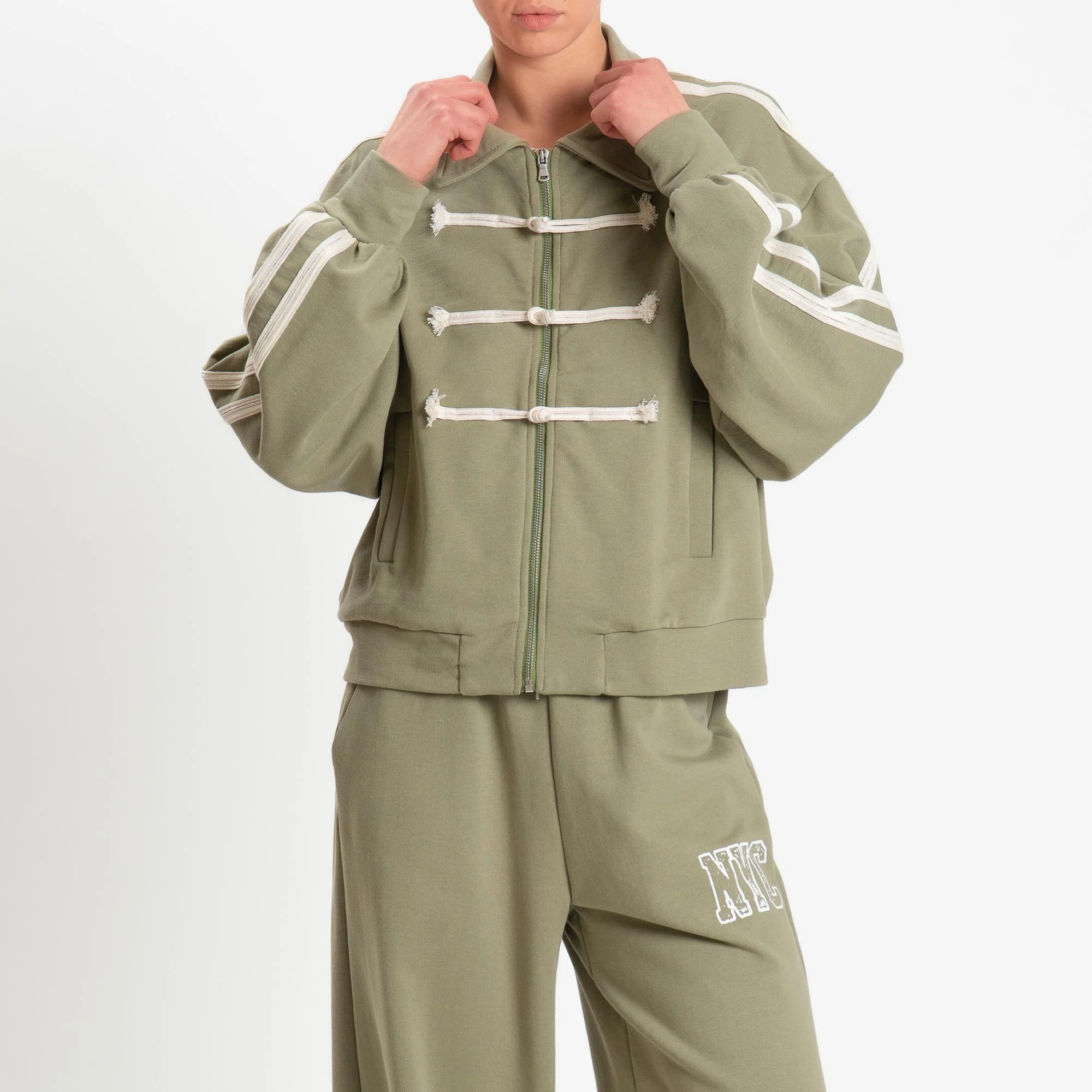 Philia Loft- Felpa mandarin bande laterali - militare - Image 2