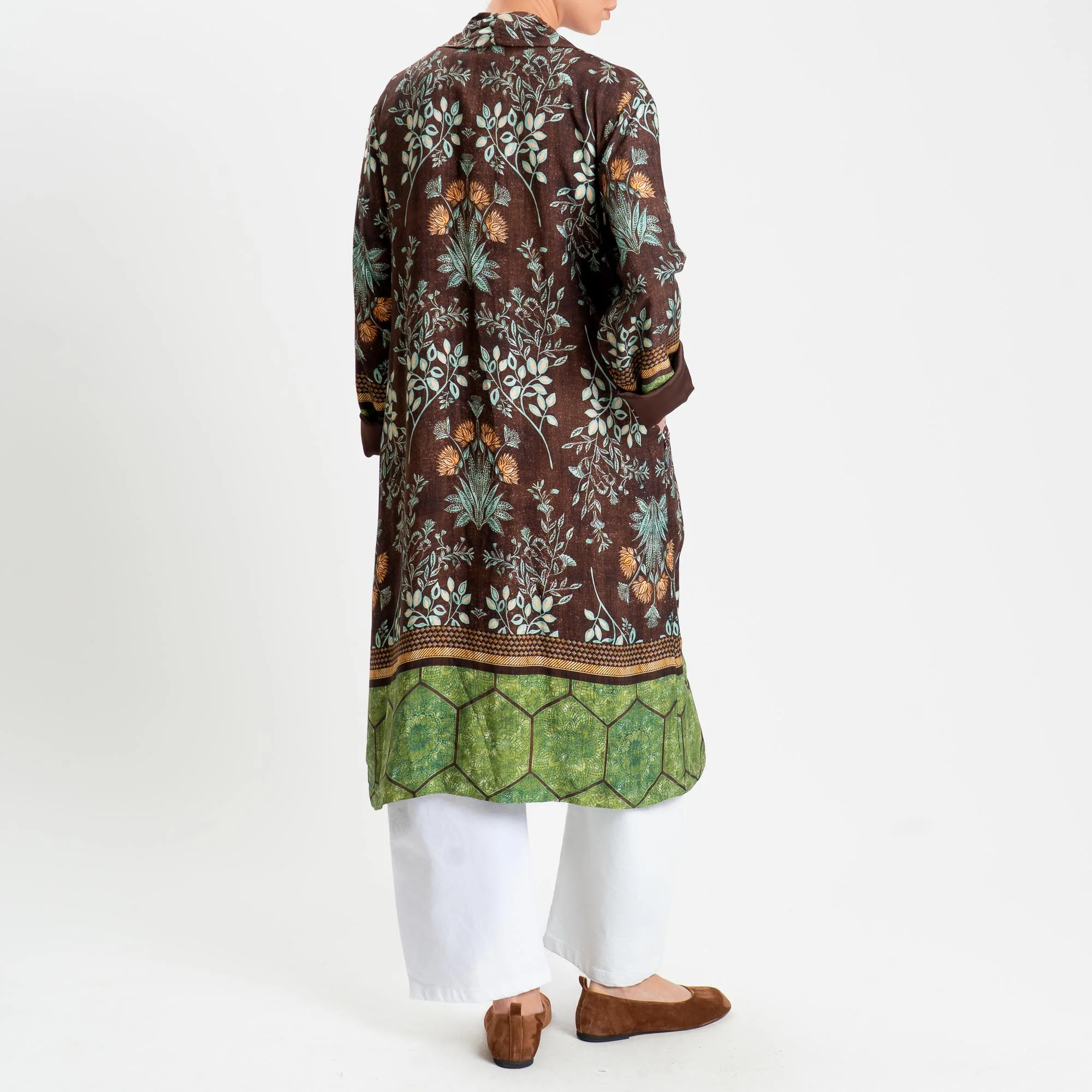 Wu'side-Kimono lungo fantasia floreale - moro/acqua/orange - Image 3