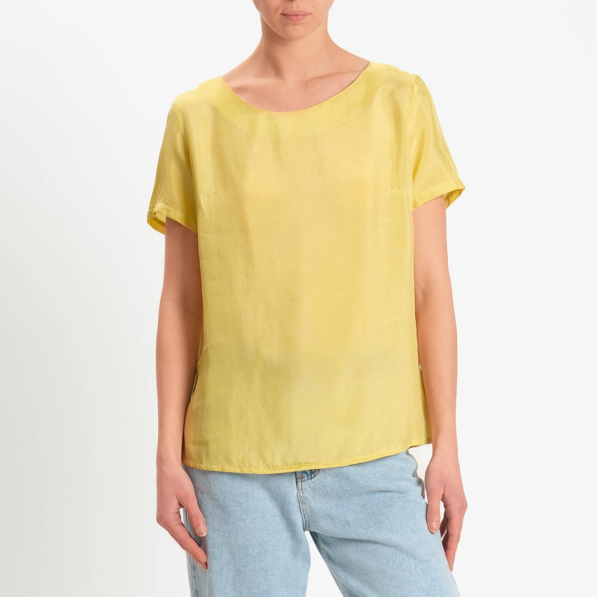 Wu'side-Blusa mezza manica in viscosa - oro - Image 2