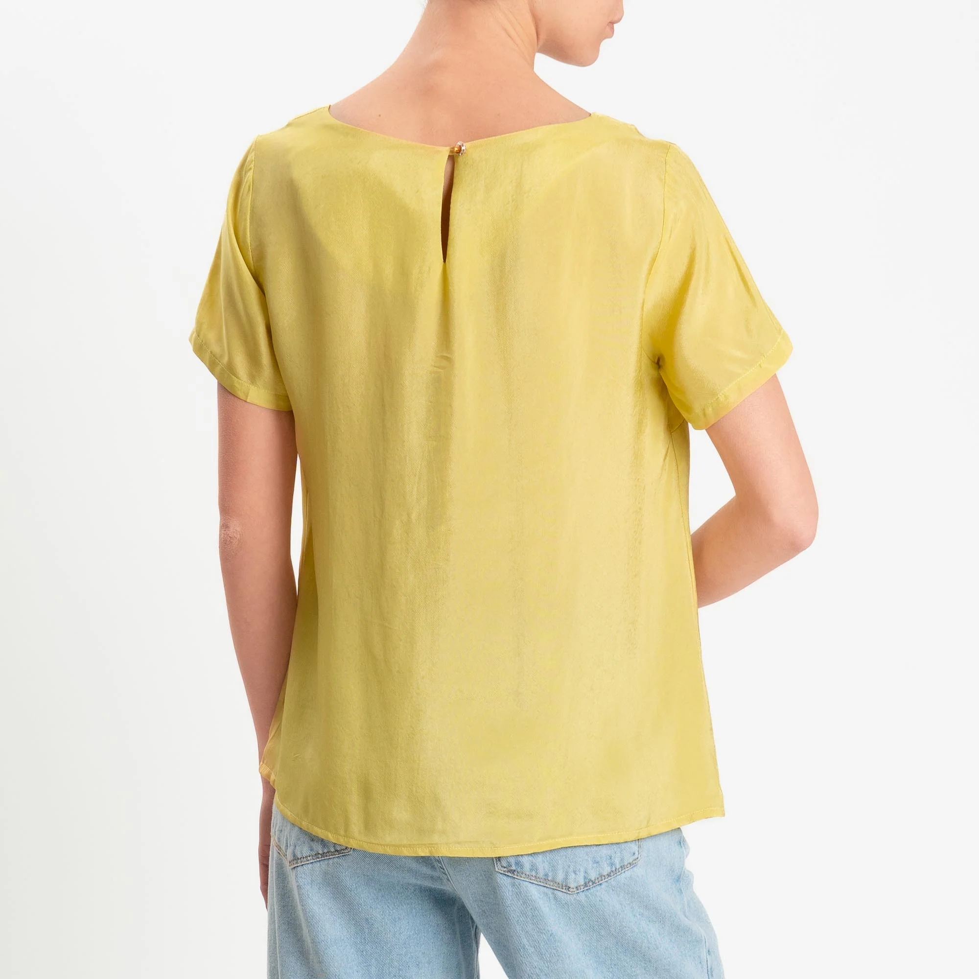 Wu'side-Blusa mezza manica in viscosa - oro - Image 3