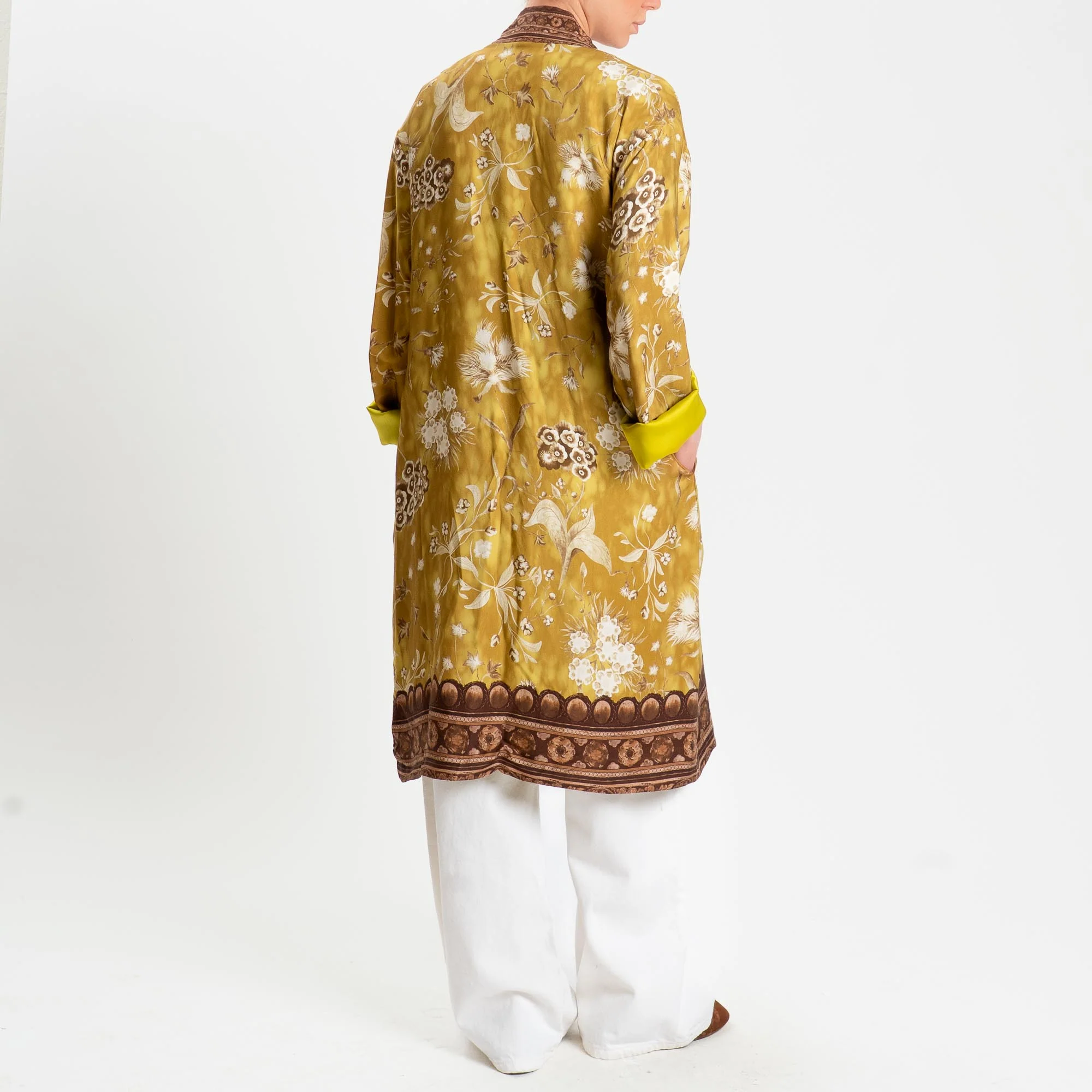 Wu'side-Kimono lungo fantasia - Senape/cioccolato - Image 3