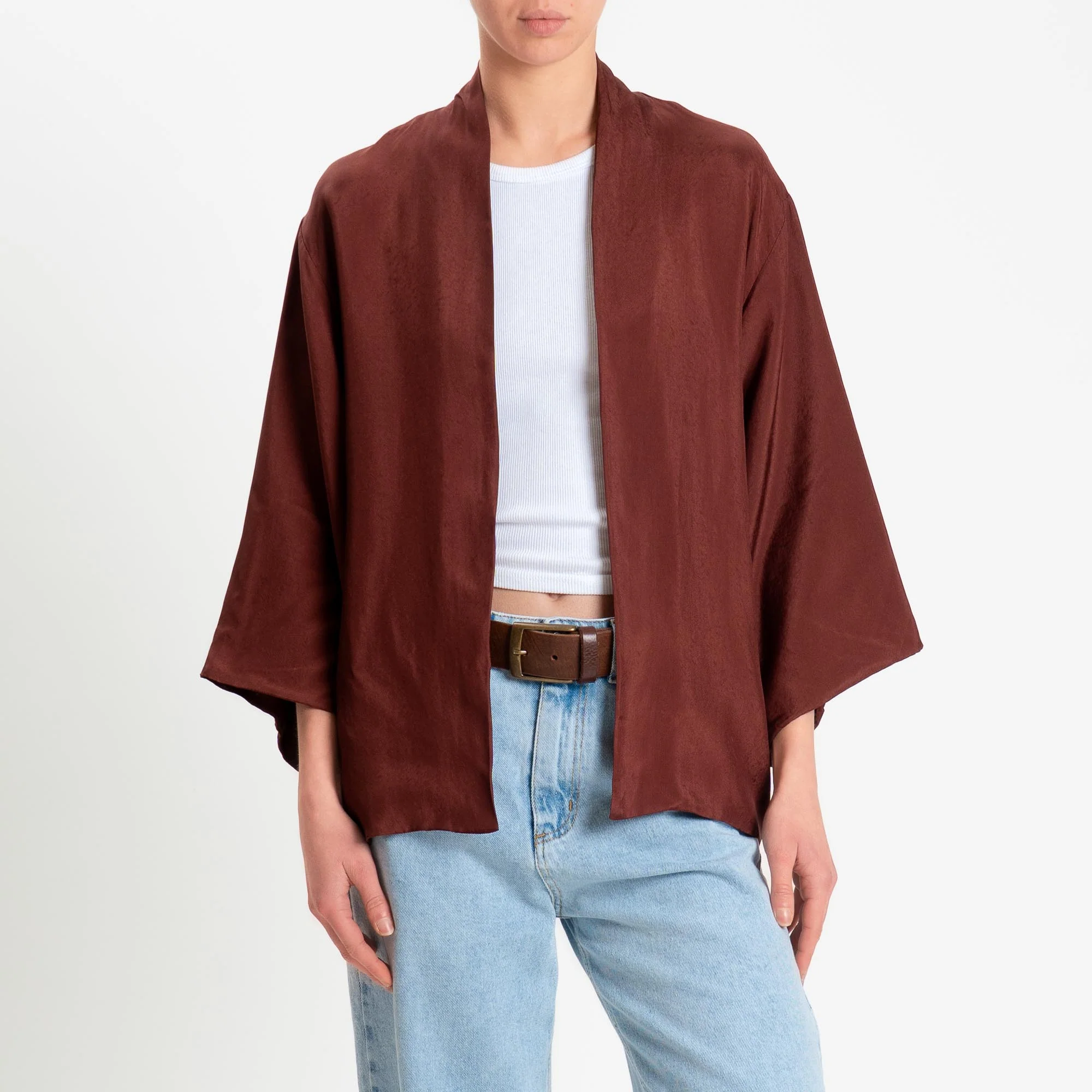 Wu'side-Kimono in viscosa - marsala - Image 2