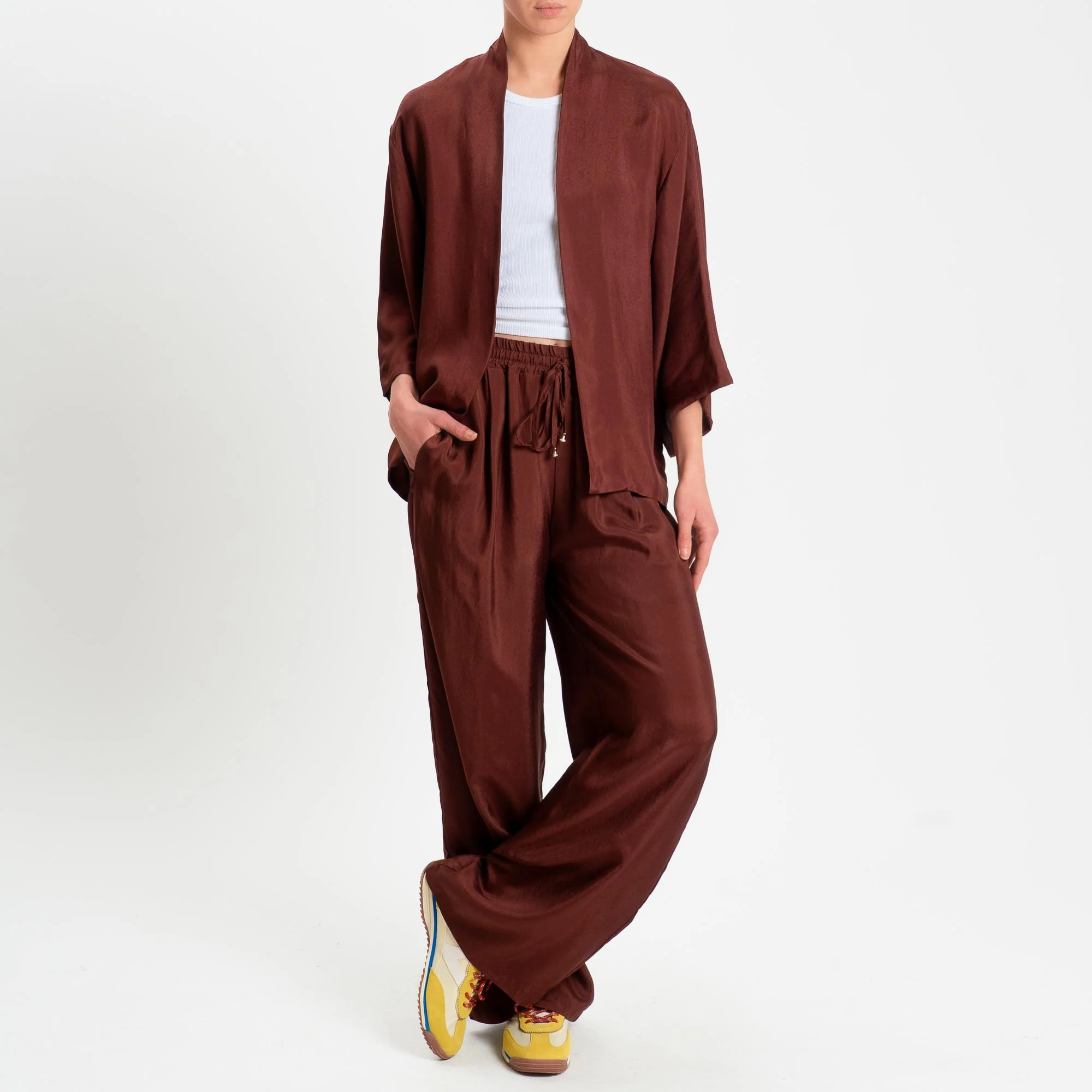 Wu'side-Kimono in viscosa - marsala - Image 3
