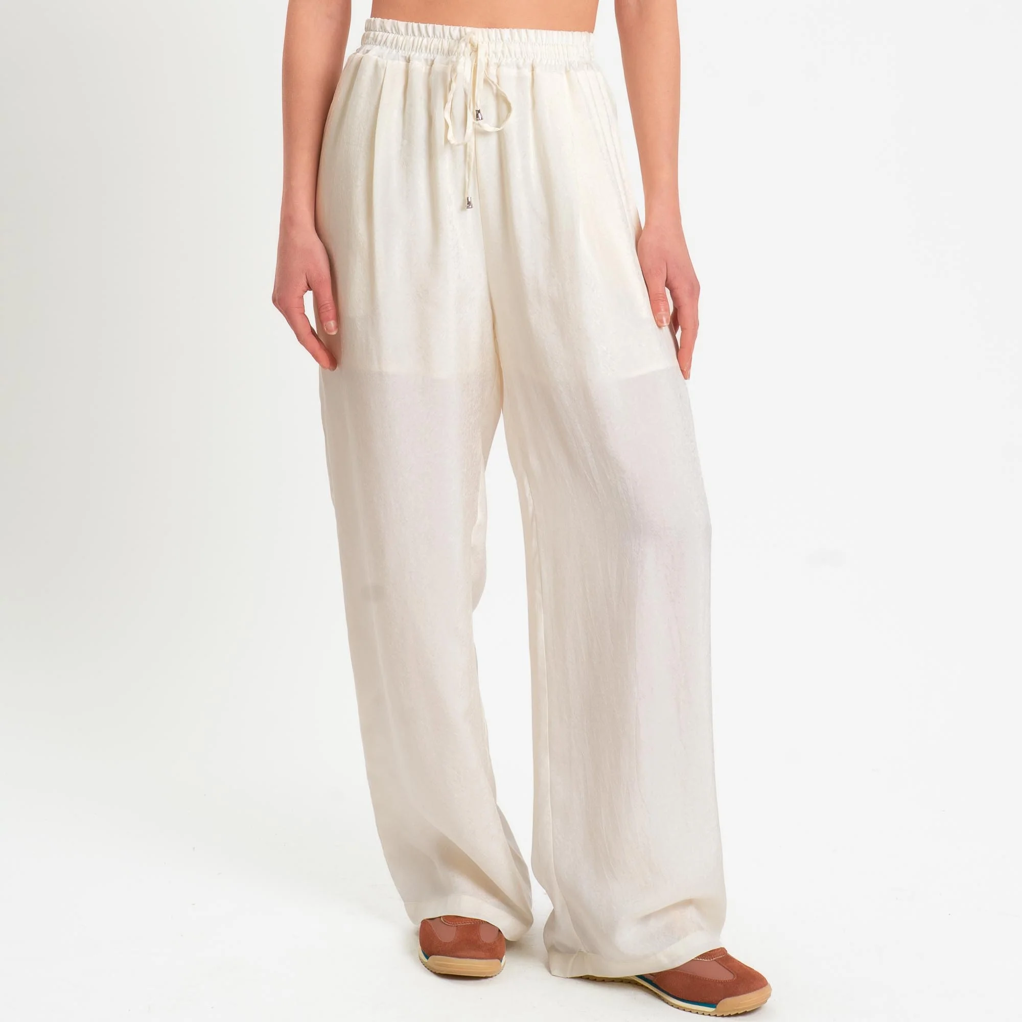 Wu'side-Pantalone con coulisse in viscosa - avorio - Image 2