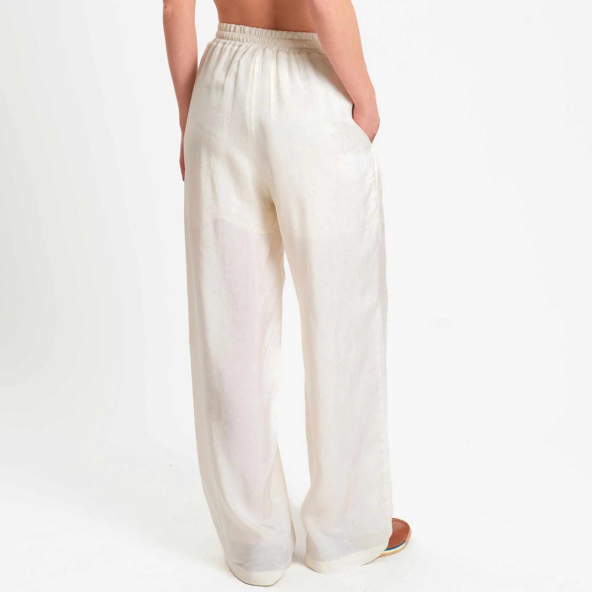 Wu'side-Pantalone con coulisse in viscosa - avorio - Image 4