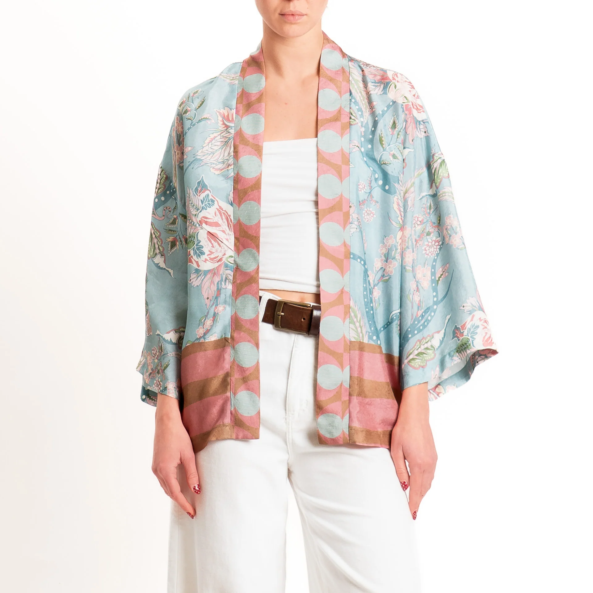 Wu'side-Kimono corto fantasia floreale - azzurro/pink/blush - Image 2