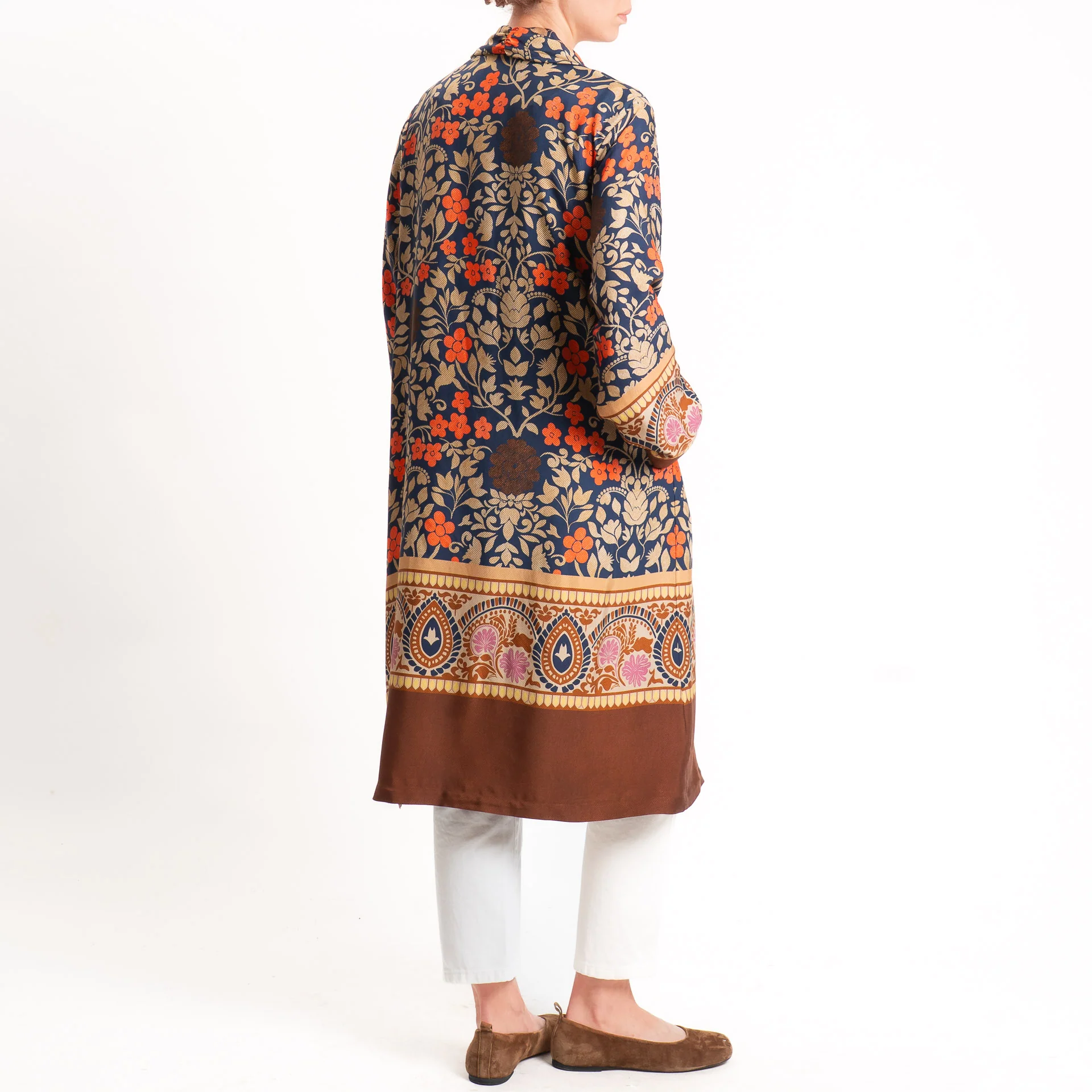Wu'side-Kimono lungo fantasia floreale - blu/cuoio/orange - Image 3