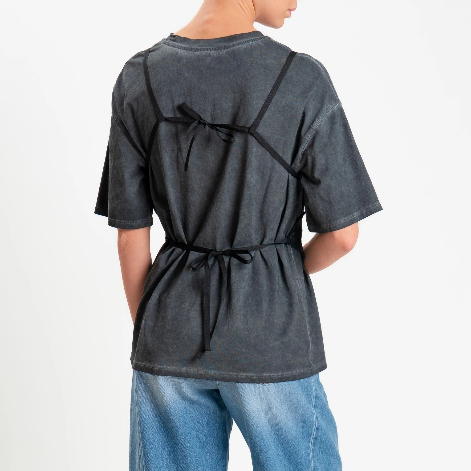 Vicolo-T-shirt + top in pizzo - lavagna/nero - Image 3