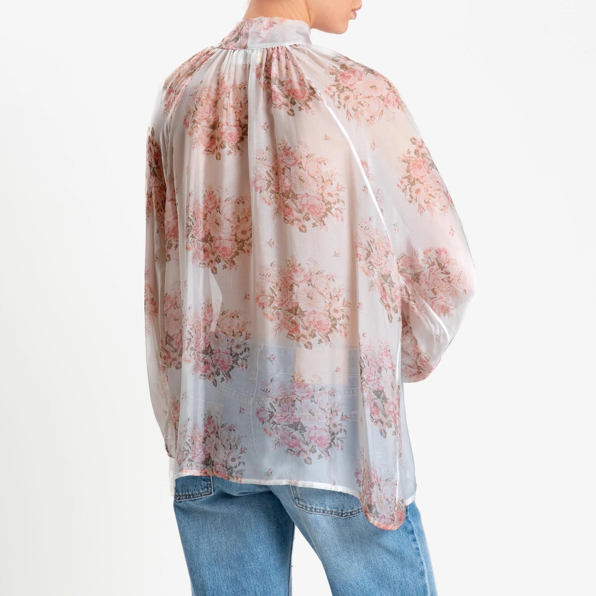 Vicolo-Camicia mussola misto seta fantasia floreale - latte/rosa - Image 3