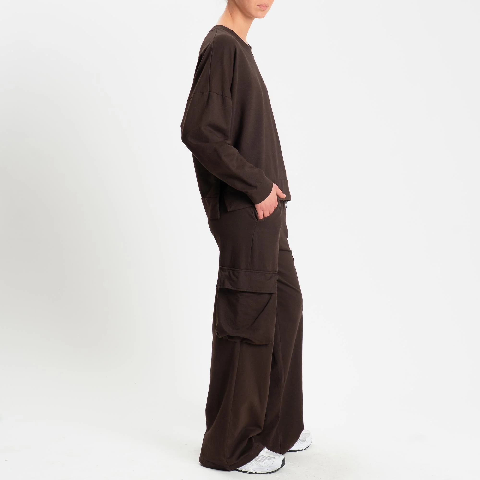 Zeroassoluto-Pantalone felpa light cargo - moro - Image 5