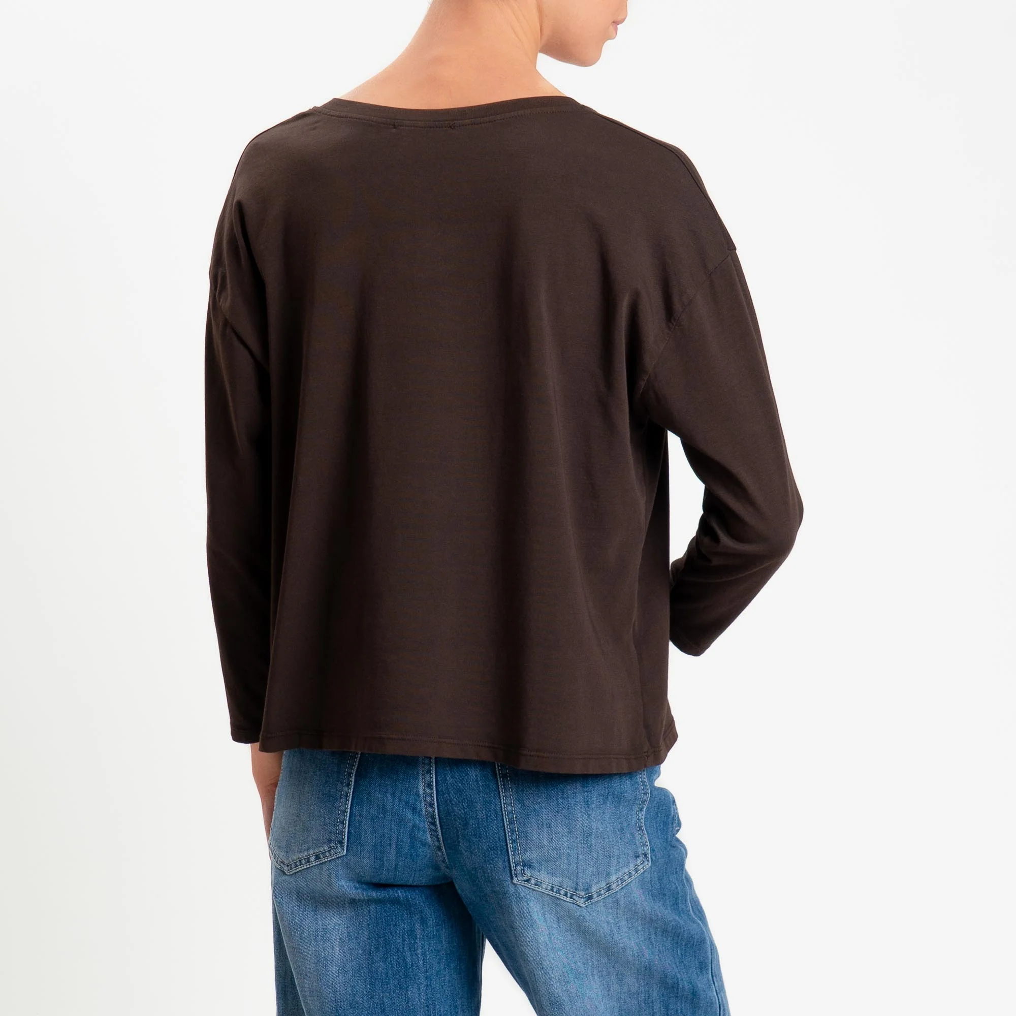 Zeroassoluto-T-shirt scatola scollo v cotone elasticizzato - moro - Image 3
