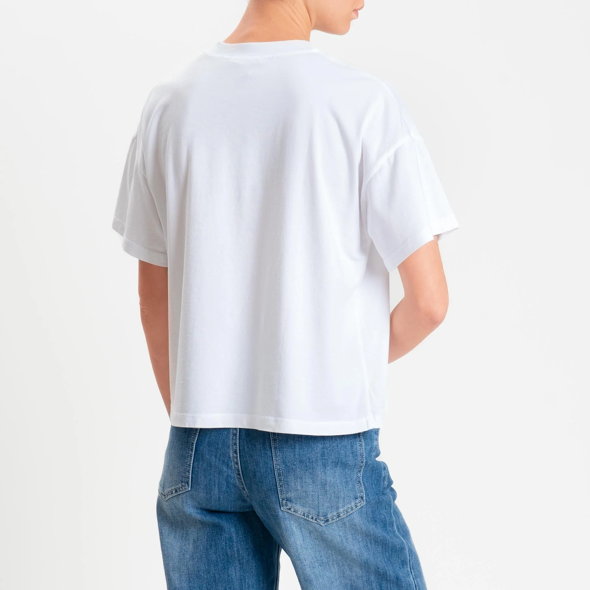 Zeroassoluto-T-shirt scatola girocollo bordo alto cotone elasticizzato - bianco - Image 3