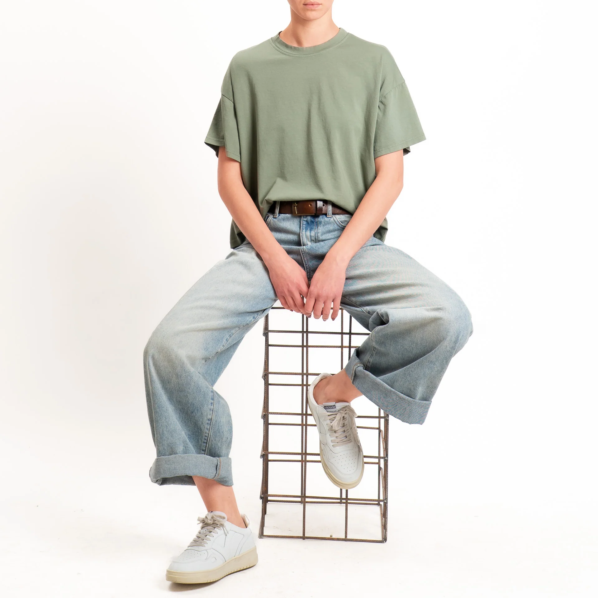 Zeroassoluto-T-shirt scatola girocollo bordo alto - militare