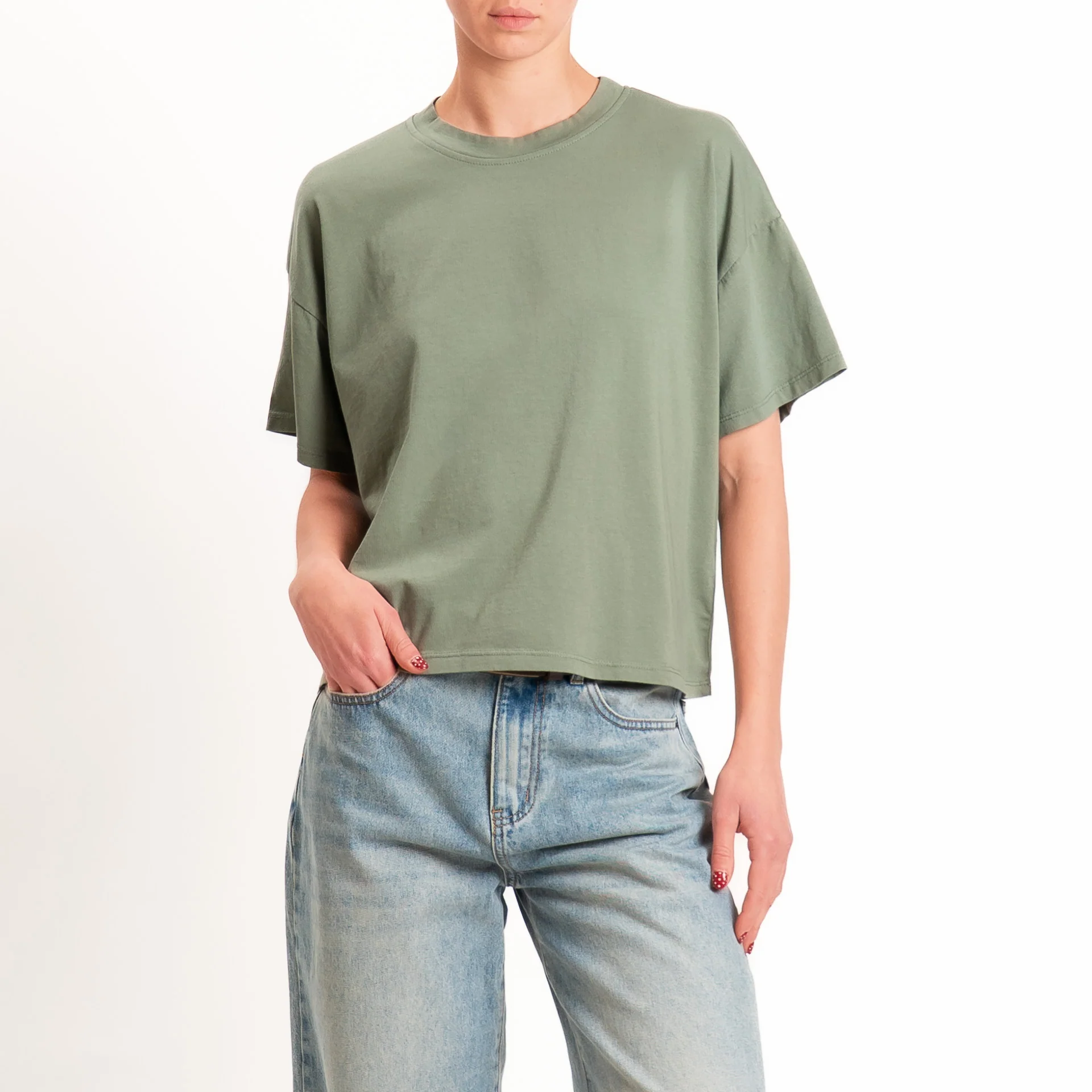 Zeroassoluto-T-shirt scatola girocollo bordo alto - militare - Image 2