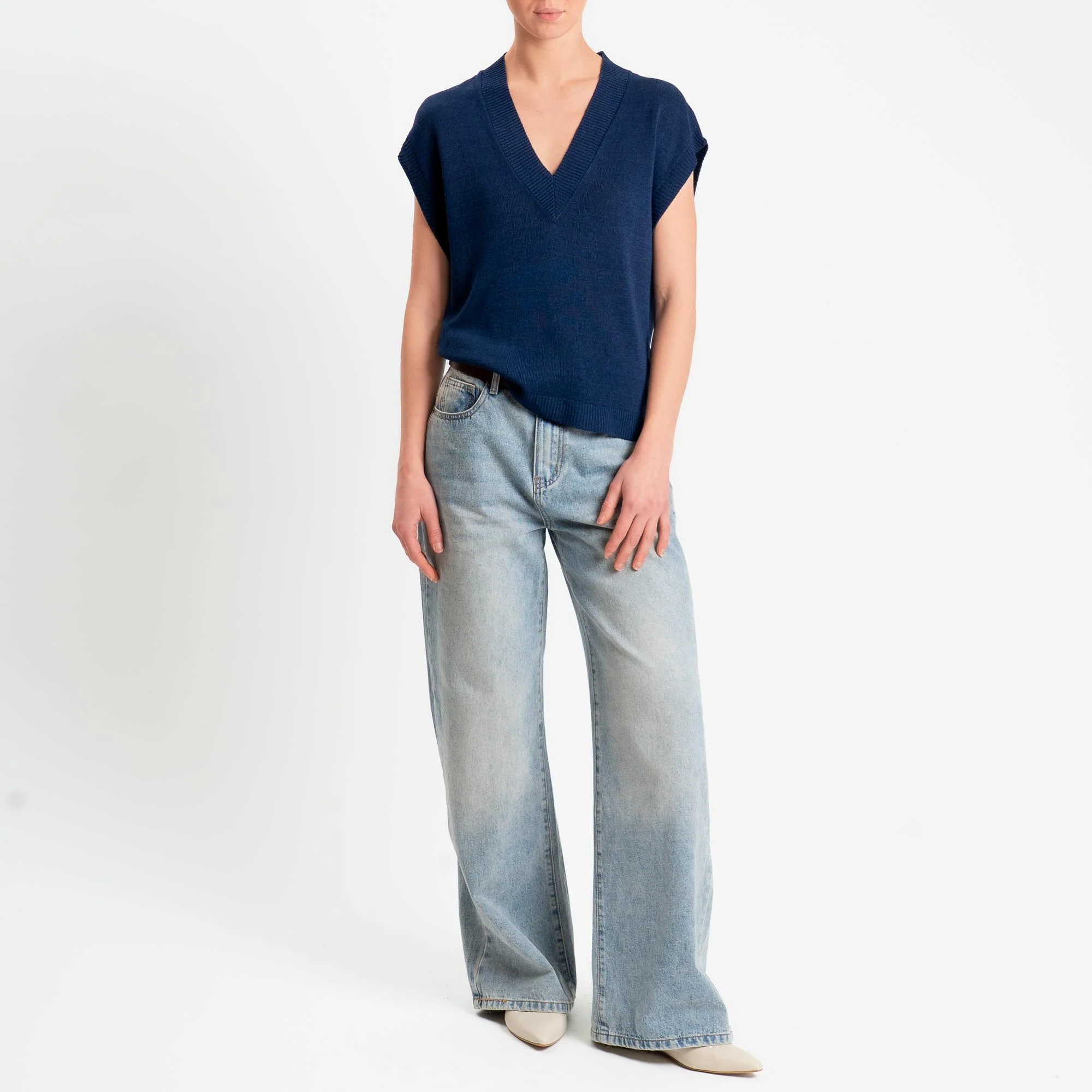 Zeroassoluto-Gilet scollo v - blu - Image 3