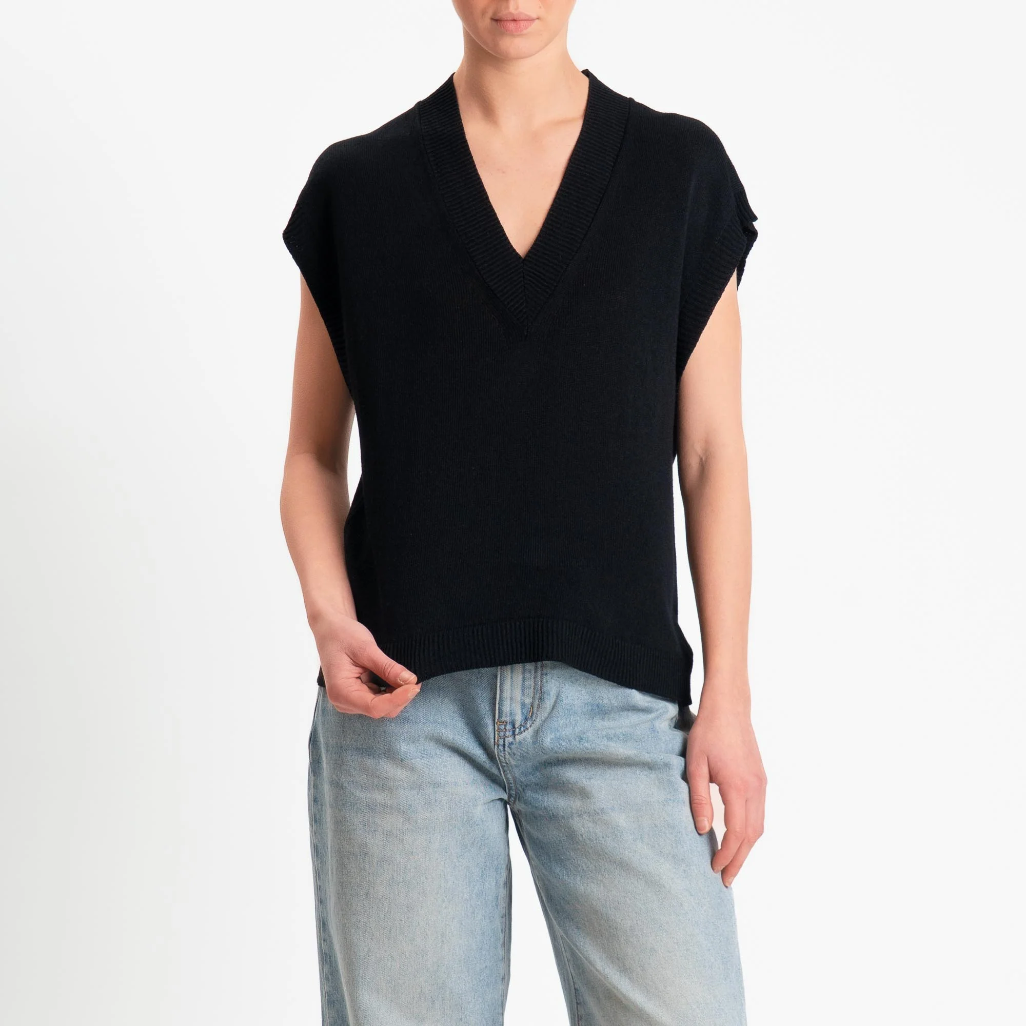 Zeroassoluto-Gilet scollo v - nero - Image 2