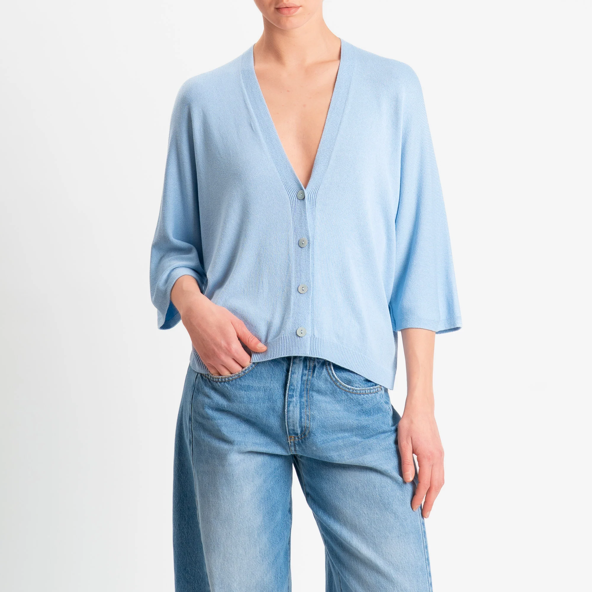Zeroassoluto-Cardigan scollo v - sky - Image 2