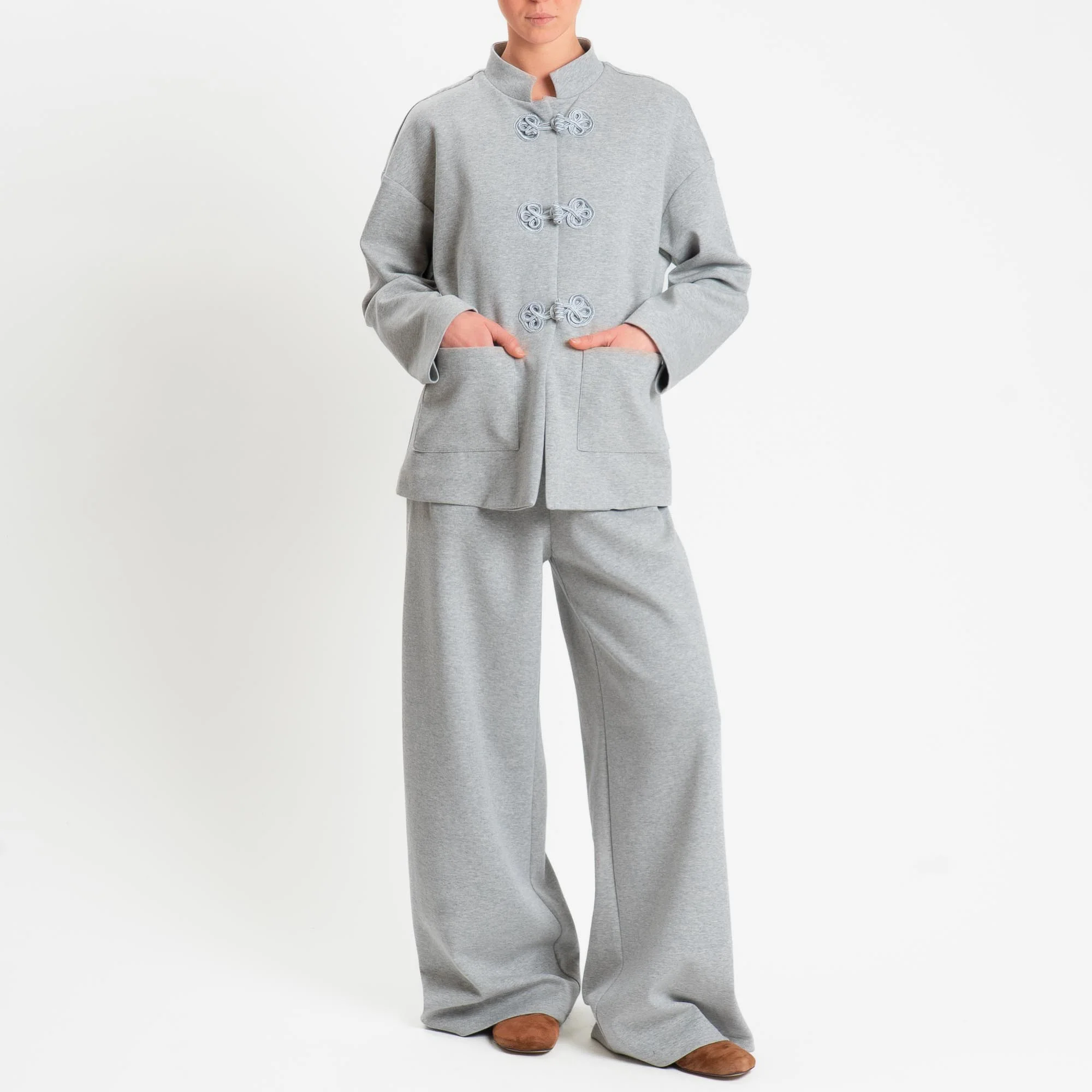 Tensione in-Giacca mandarin con tasche - grigio